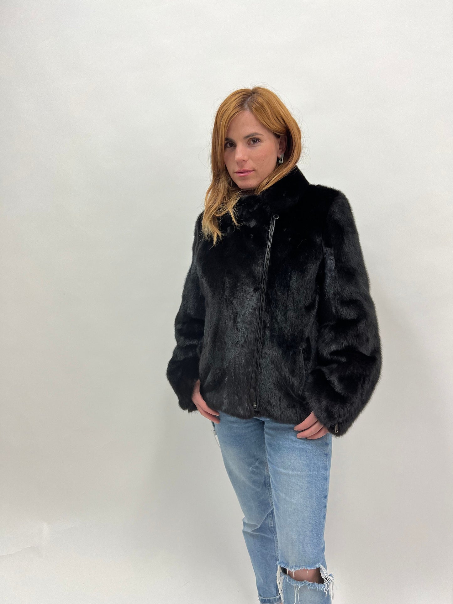 Black Mink Fur Biker Jacket: Silver Hardware, Luxury Women's Gift