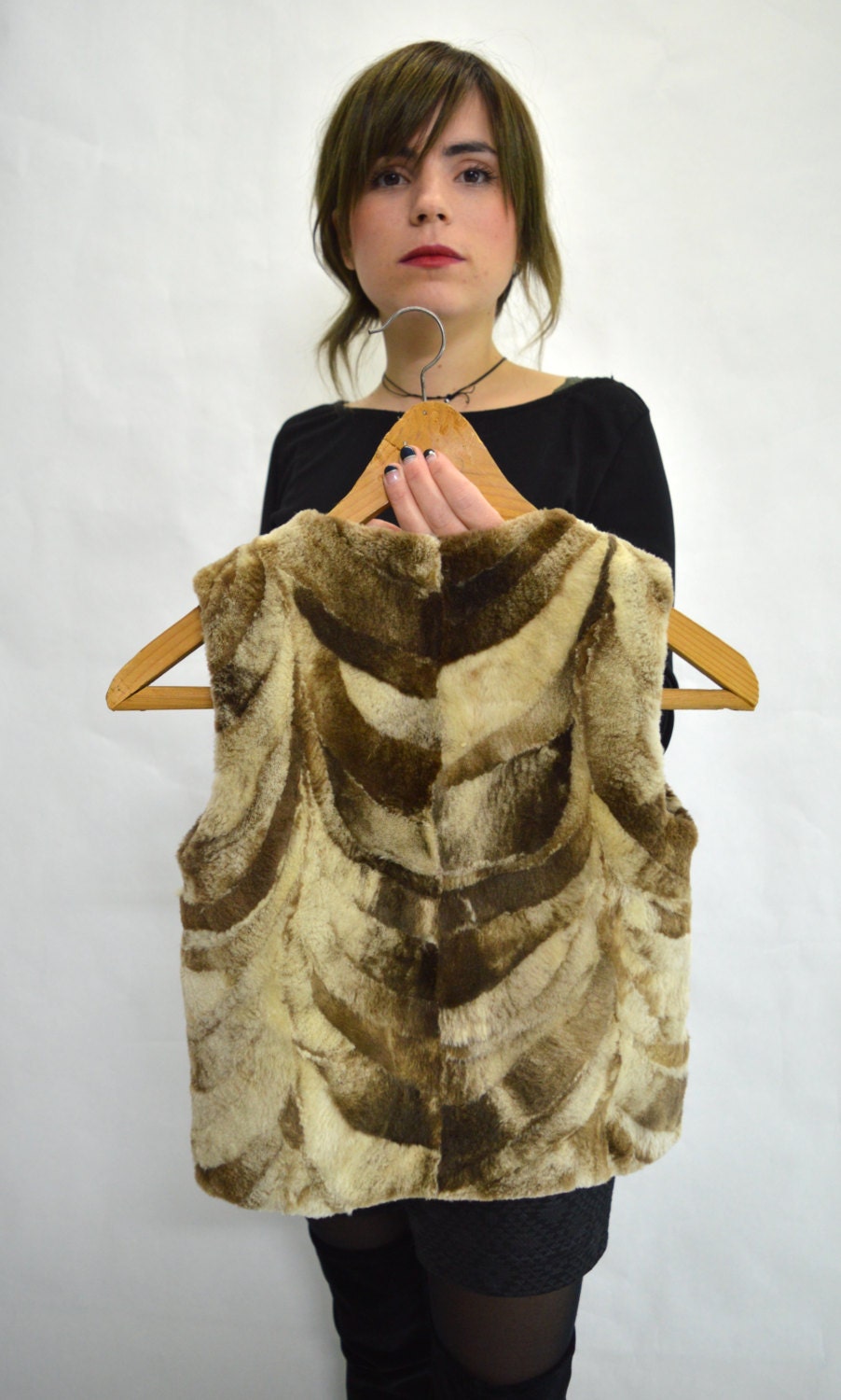 Sheared Nutria Fur Infant Vest, Brown Kids Vest