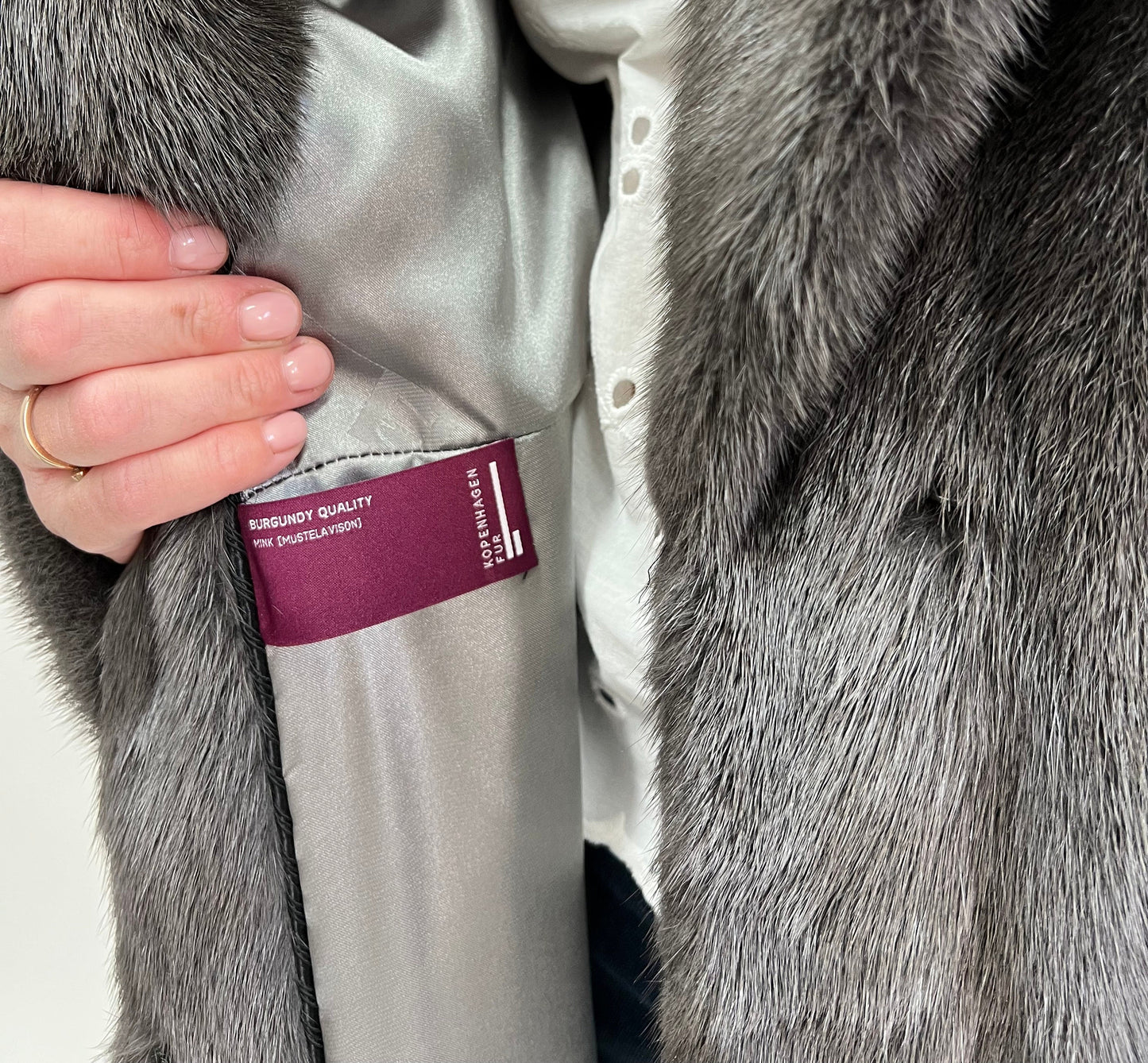 Real Graphite Mink Fur Long Coat: Belted Copenhagen Fur, Handmade