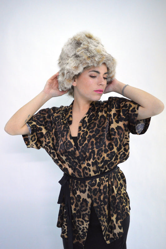 Real Fox Fur Bucket Hat, Beige Winter Bowler