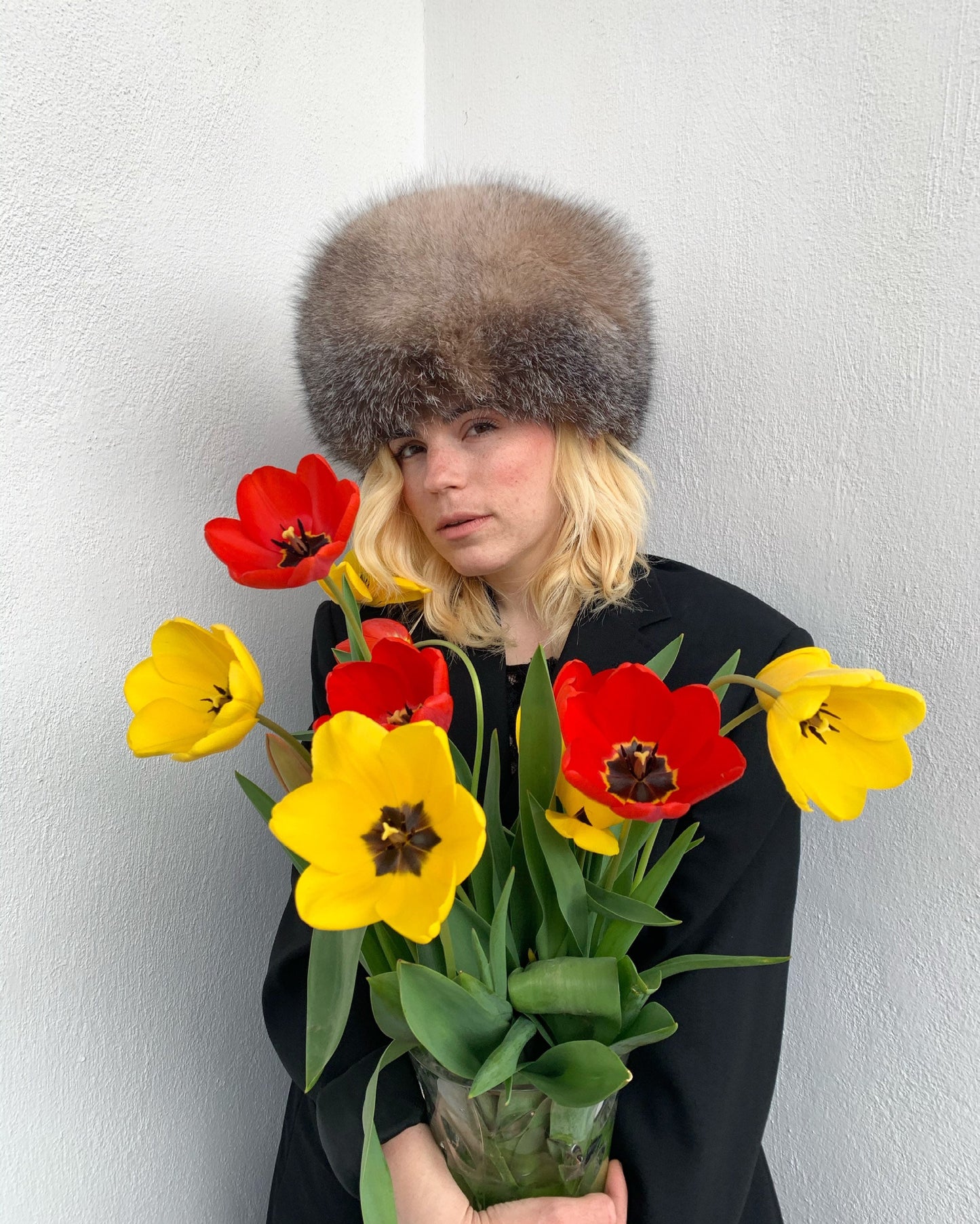 Real Fox Fur Cossack Hat: Tan Brown Winter Head Warmer