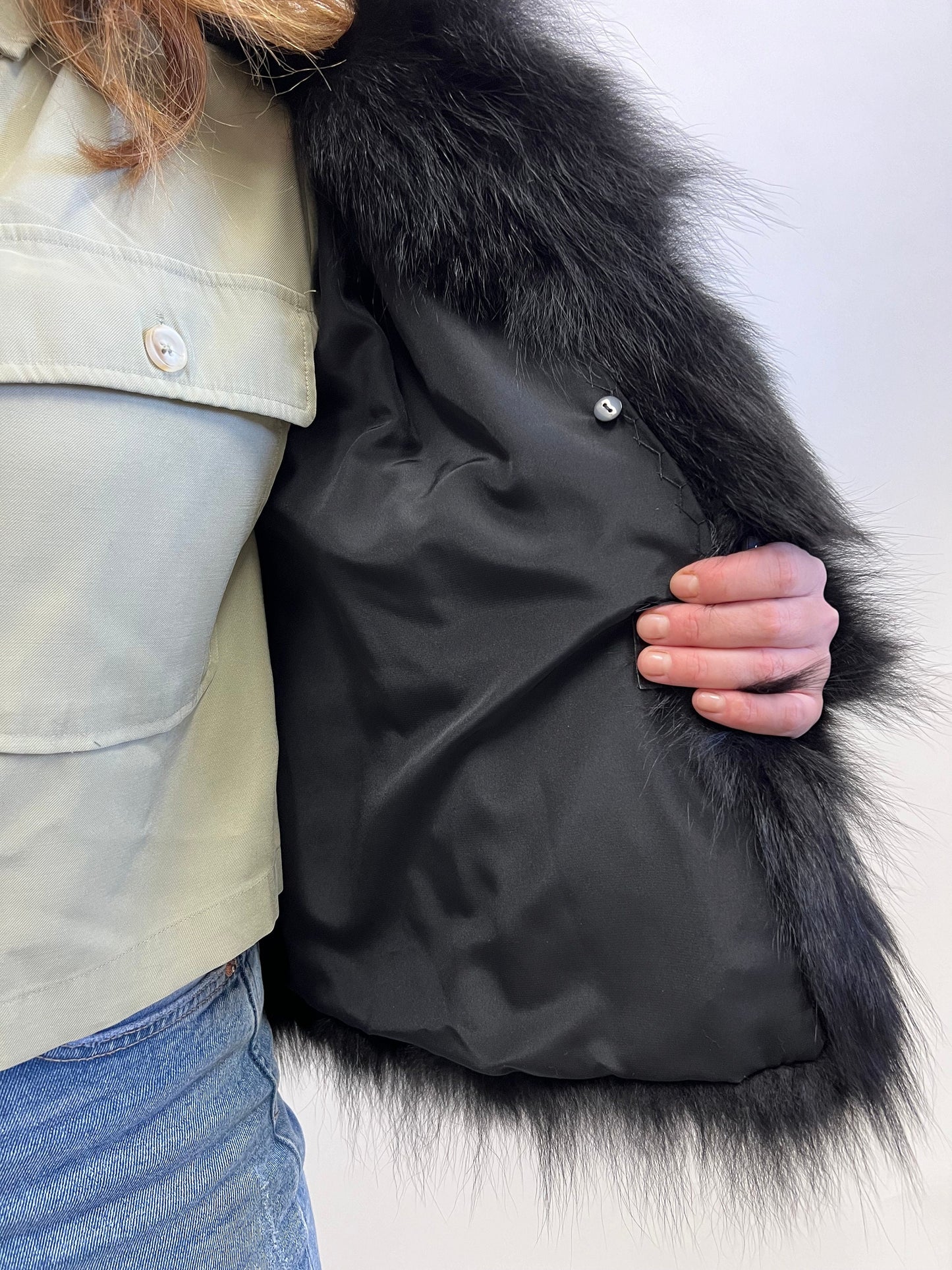 Real Black Fox Fur Jacket: Handmade Winter Coat