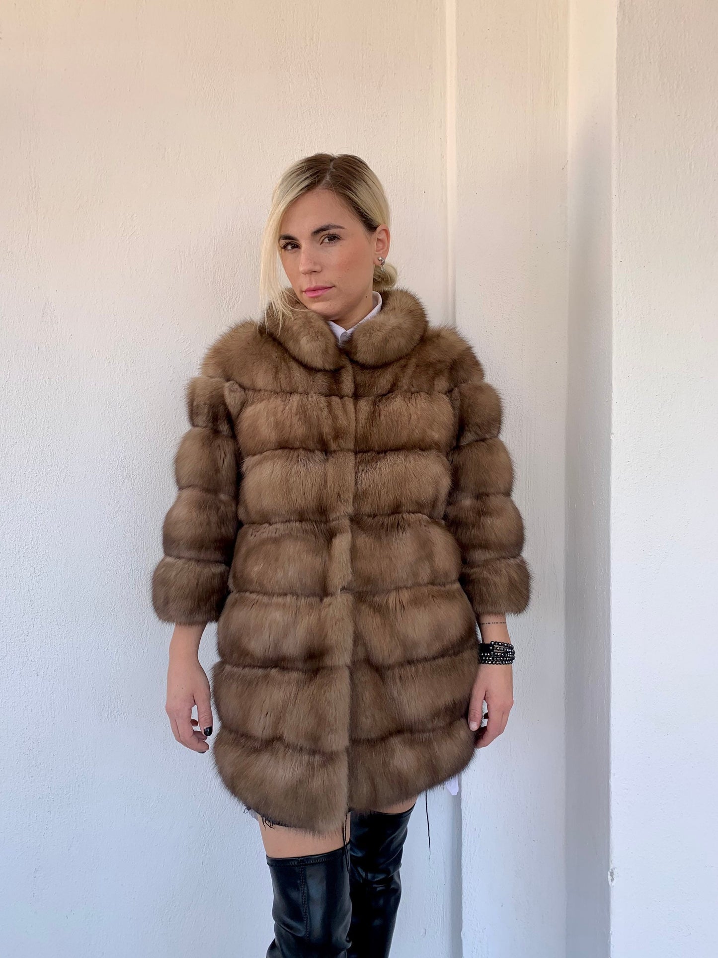 Real Sable Fur Jacket: Tortora Suede Front, Cashmere Lining