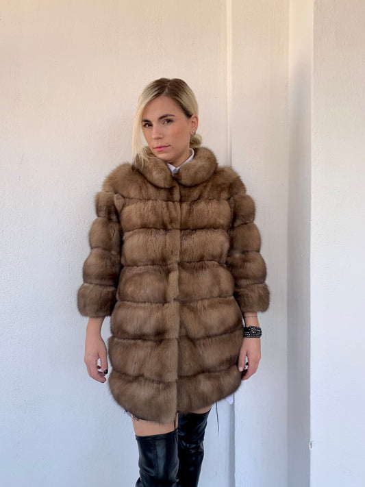 Real Sable Fur Jacket: Tortora Suede Front, Cashmere Lining