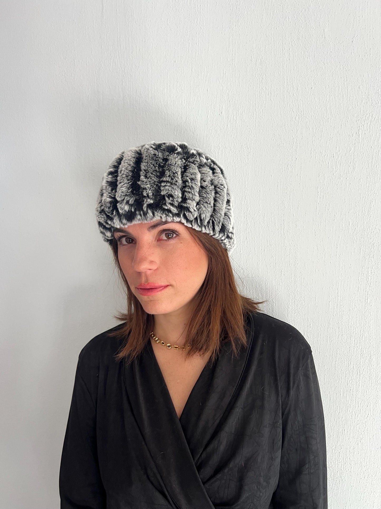 Handmade Knitted Fur Beanie: Soft Stretchy Headband Hat