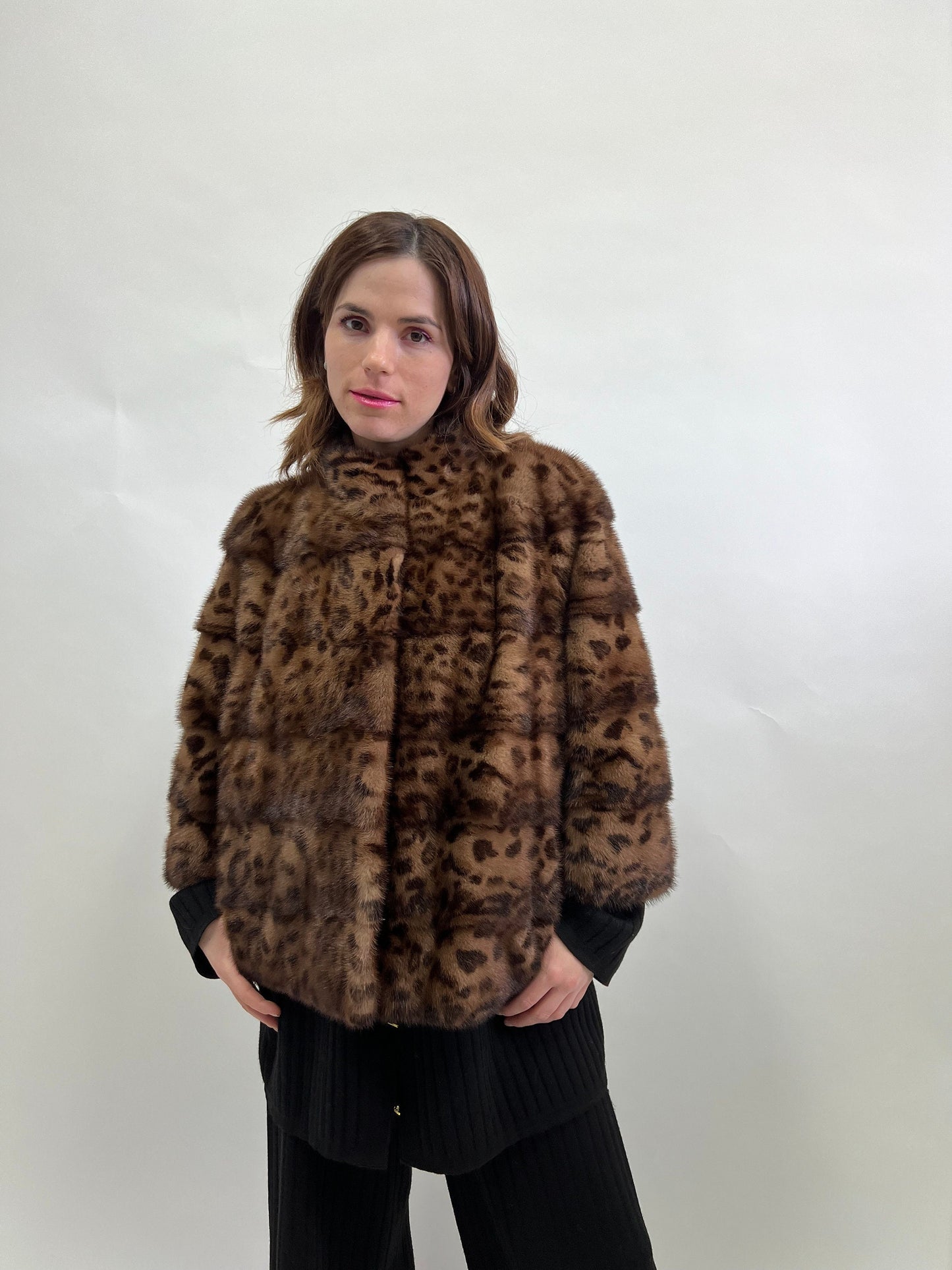 Leopard Print Mink Fur Jacket: Demi Buff, Saga Chic Style