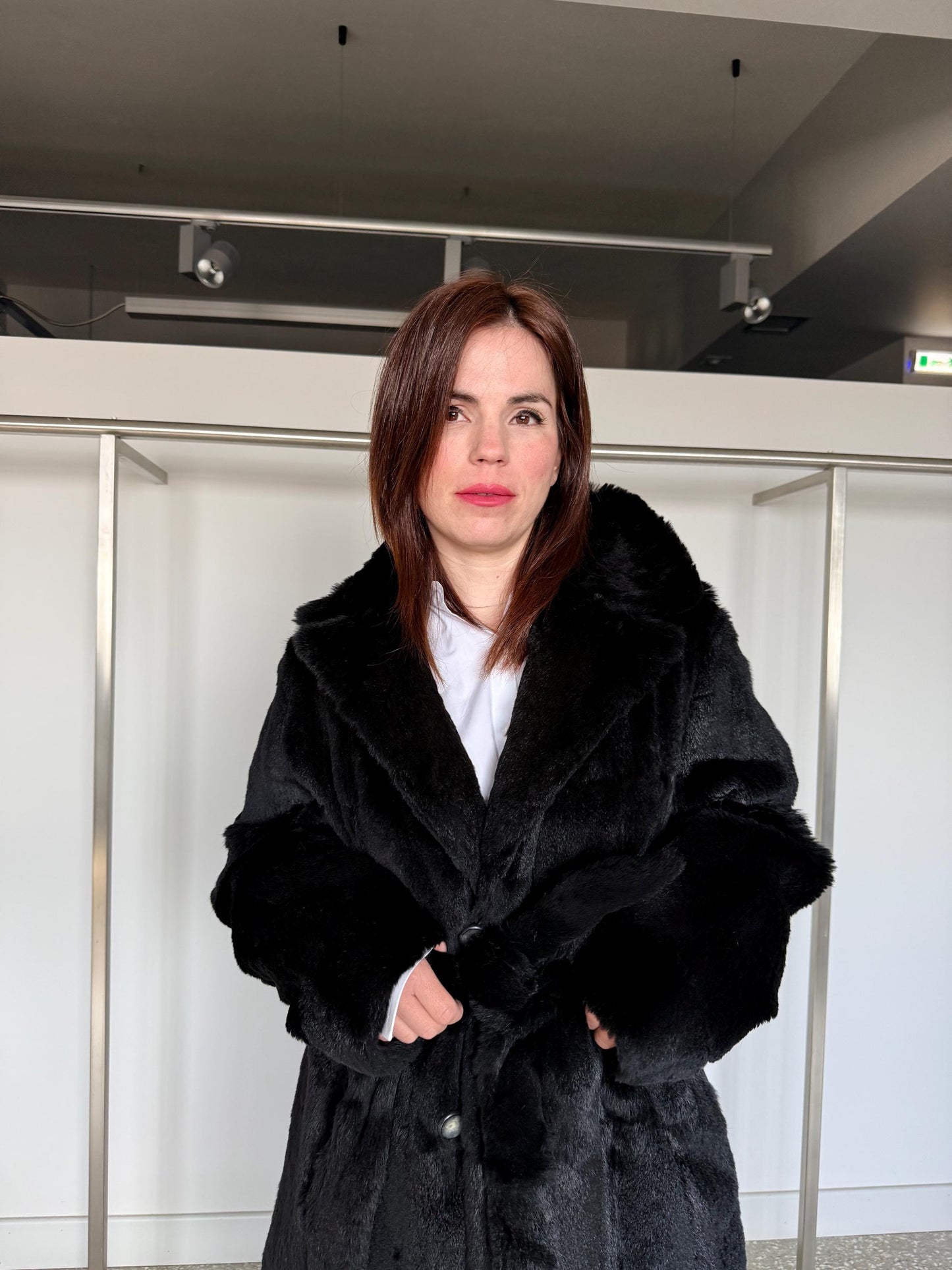 Handmade Black rex rabbit Fur Jacket:Reversible  super warm Sheepskin Coat