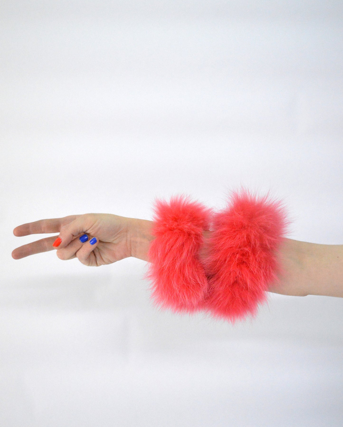 Real Fox Fur Scrunchie: Coral Hair Elastic Bangle