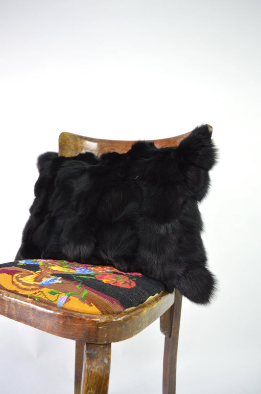 Black Fox Fur Pillow Cover: Genuine Fur Home Decor