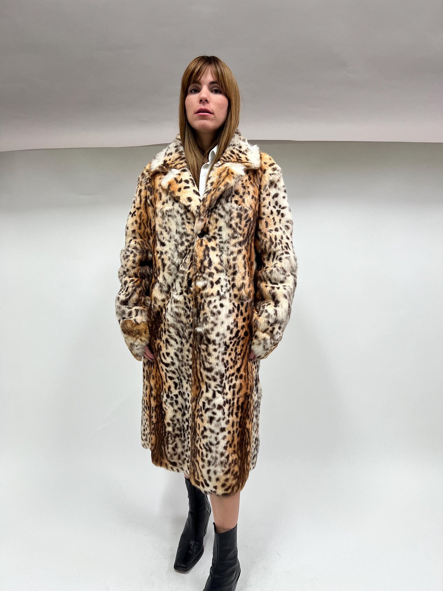 Reversible Rabbit Fur Coat: Brown Leopard Print Jacket