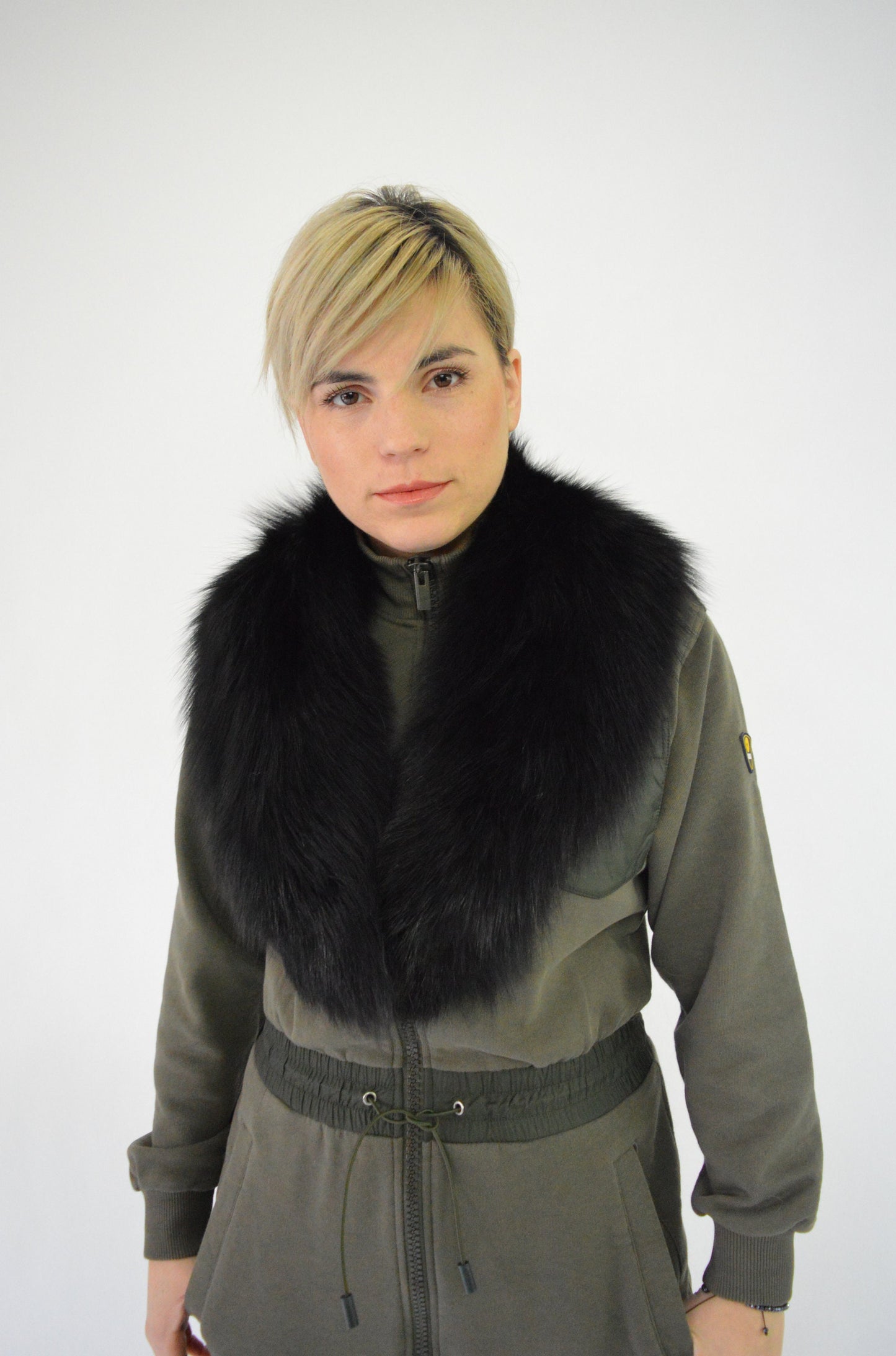 Real Fox Fur Black Collar: Luxury Neck Warmer Stole