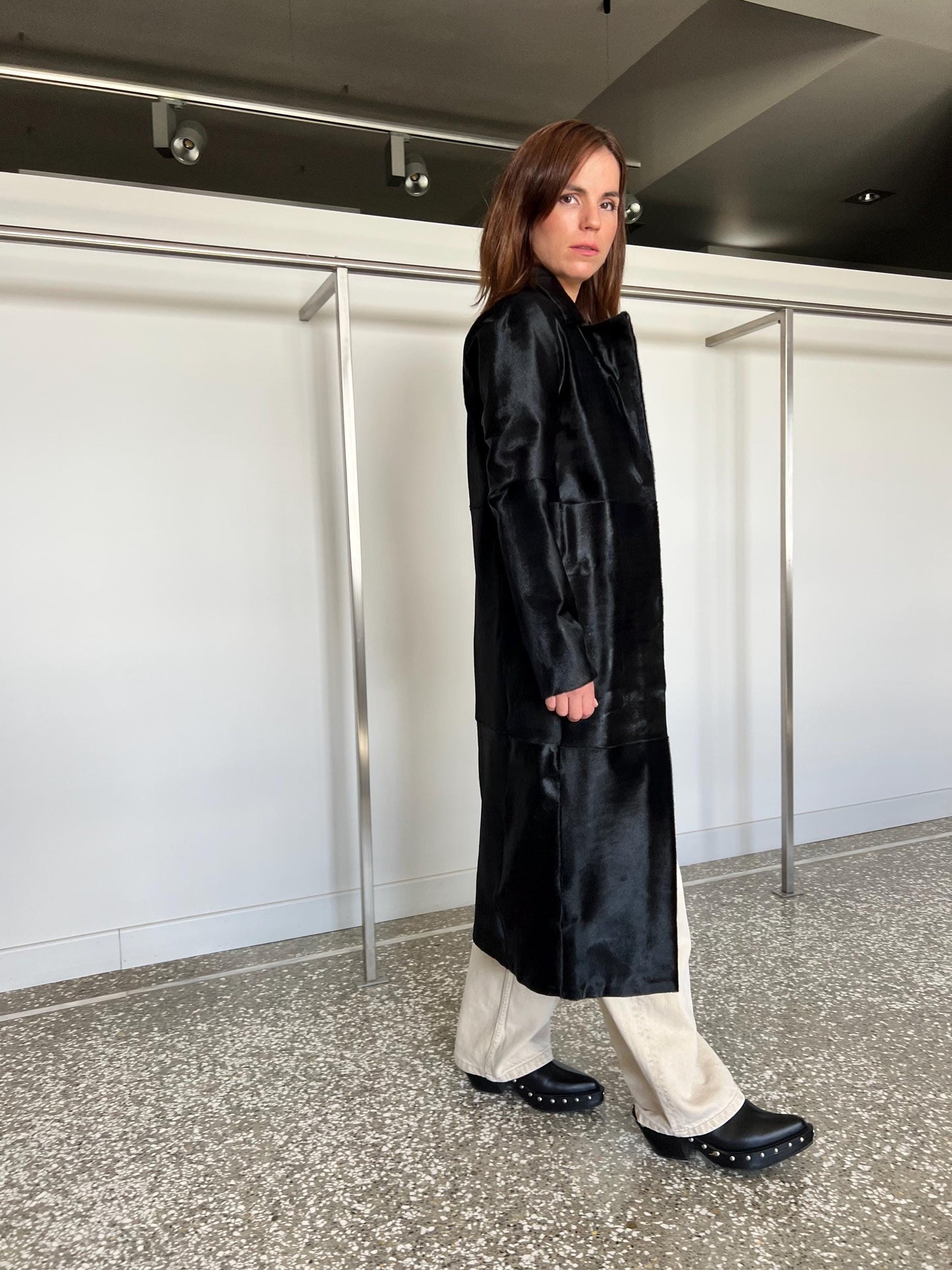 Handmade Hair-On Calf Leather Coat - Slim Fit Transitional Jacket