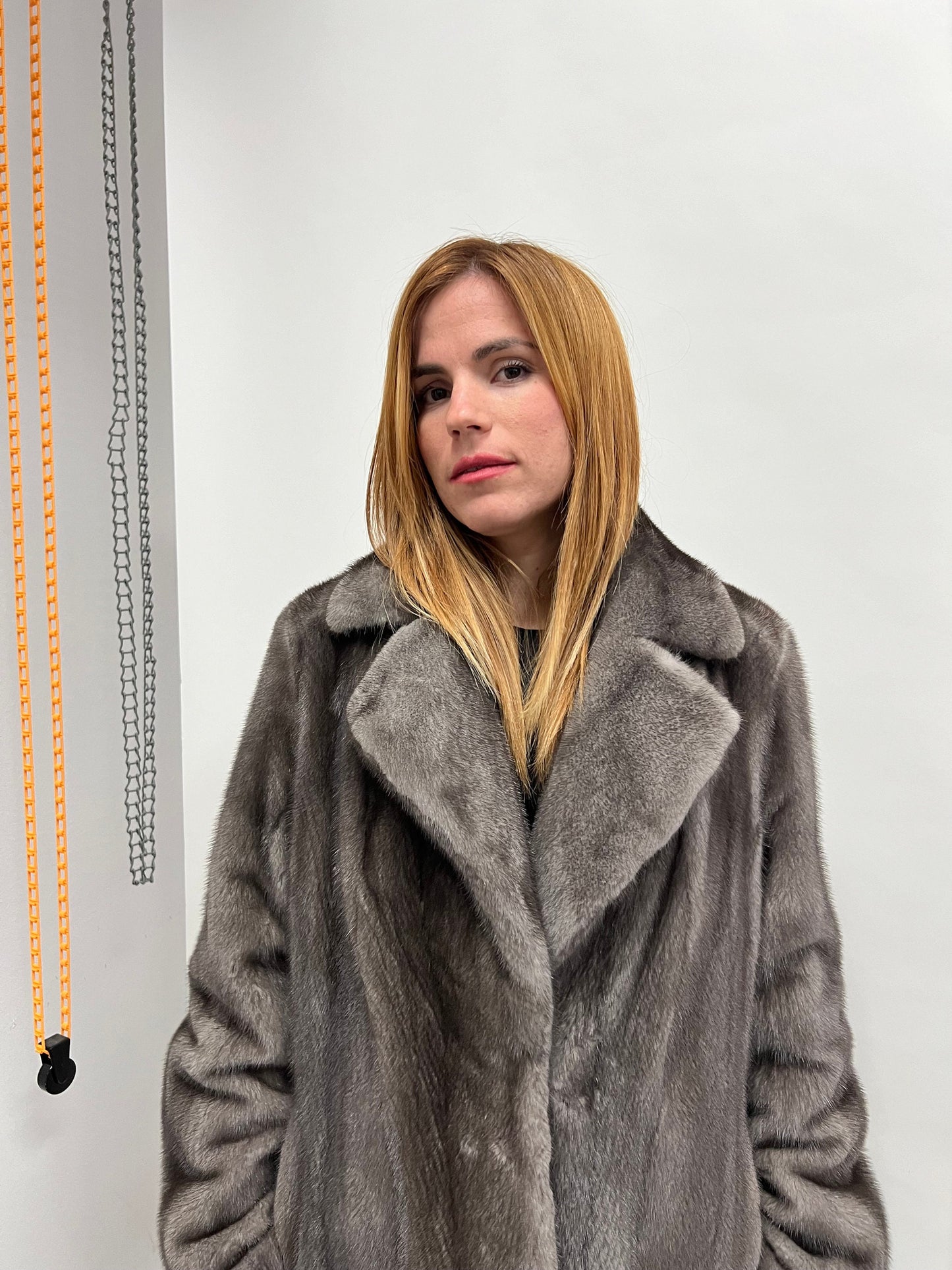 Saga Mink Fur Coat: Blue Iris Notch Collar, Let Out Technique