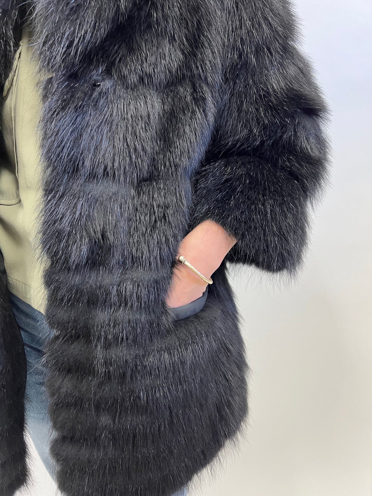 Handmade Black Raccoon Fur Jacket: Winter Everyday Coat