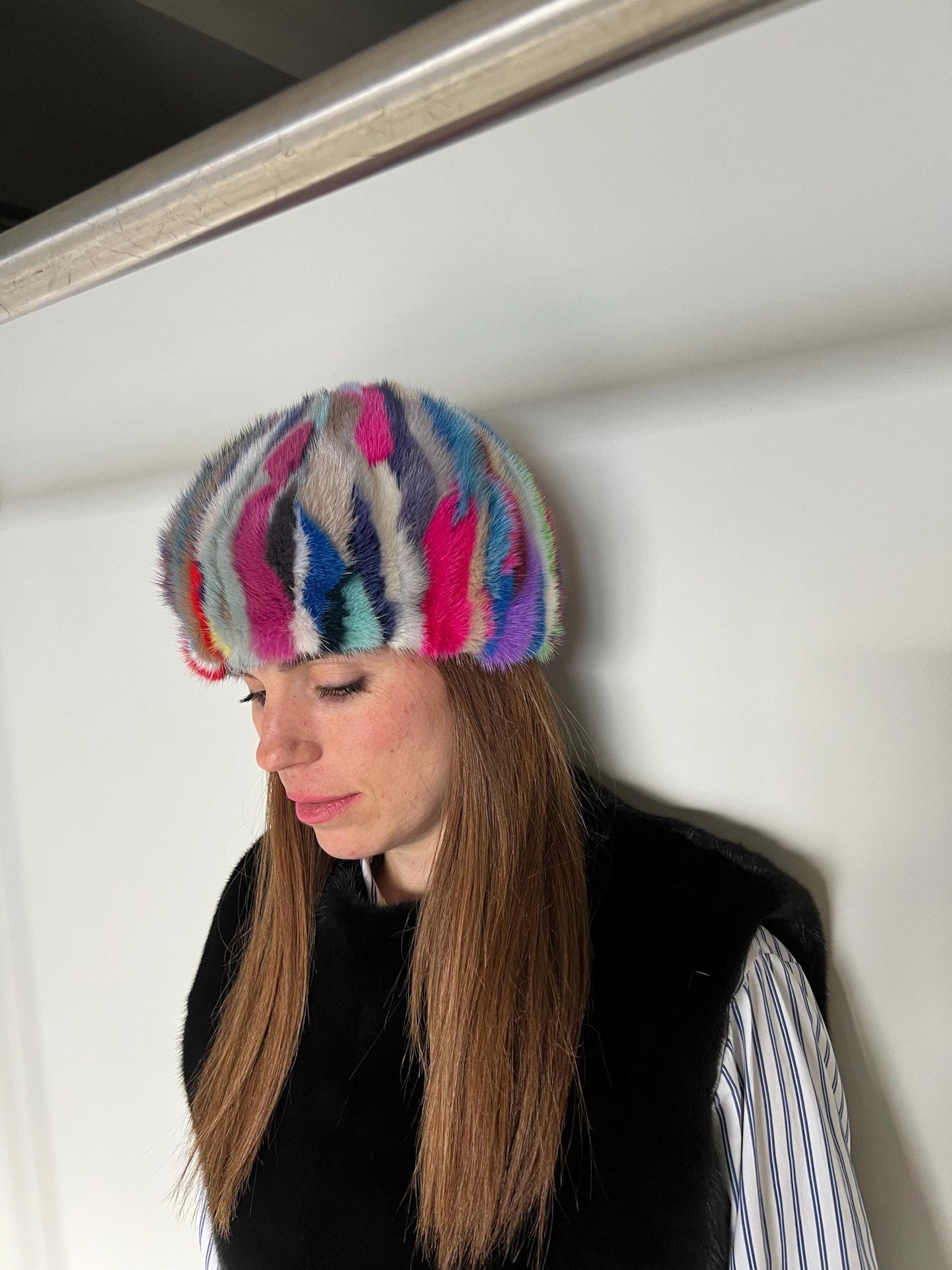 Real Mink Fur Beanie: Multicolored Stylish Hat