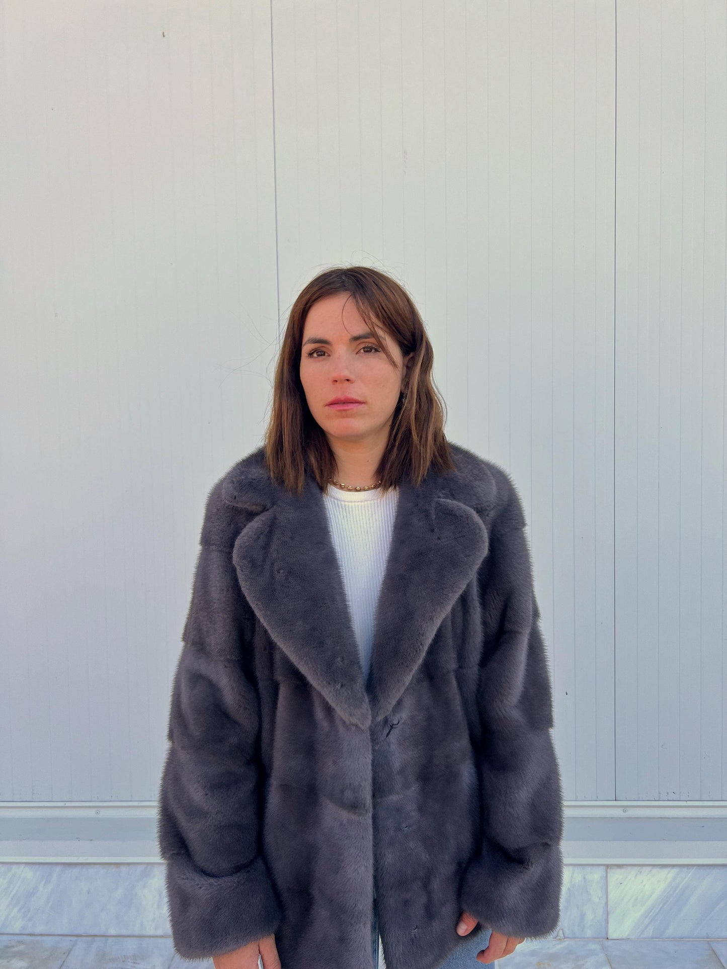 Gray-Blue Mink Fur Jacket – Saga Pelts, Notch Collar
