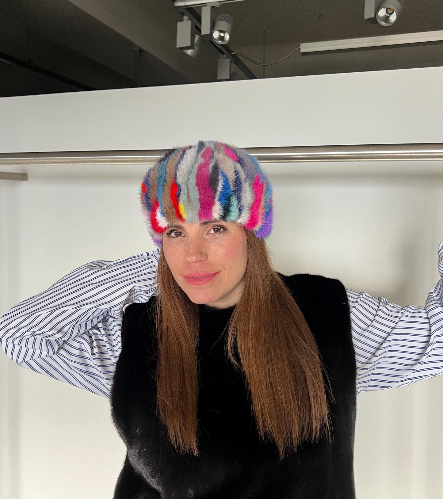 Real Mink Fur Beanie: Multicolored Stylish Hat