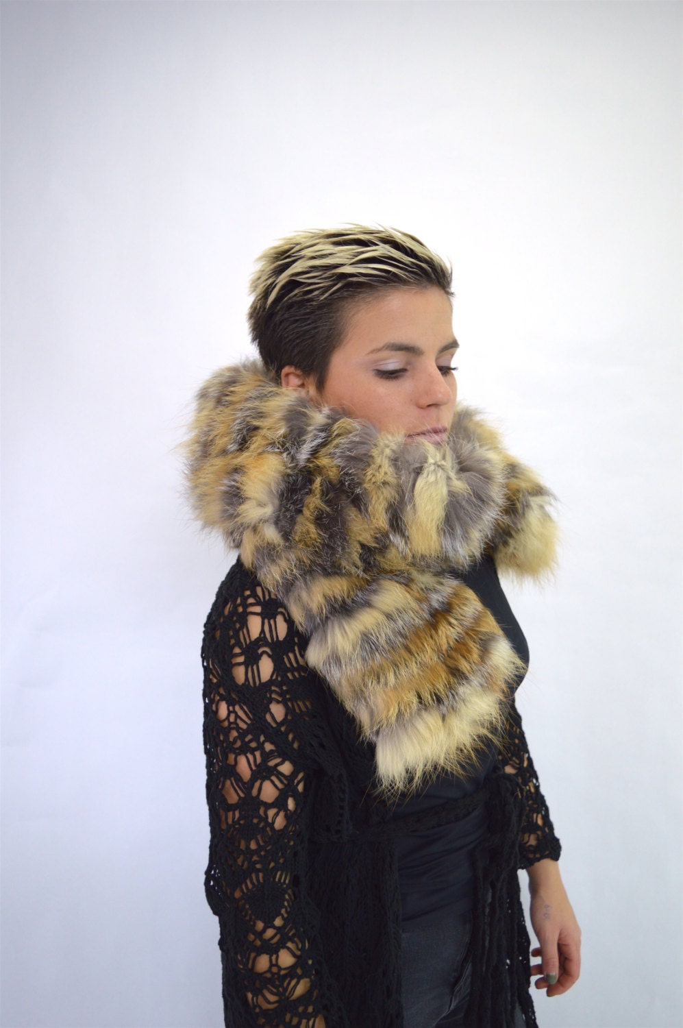 Real Fox Fur Scarf: Extra Long Neck Warmer Wrap