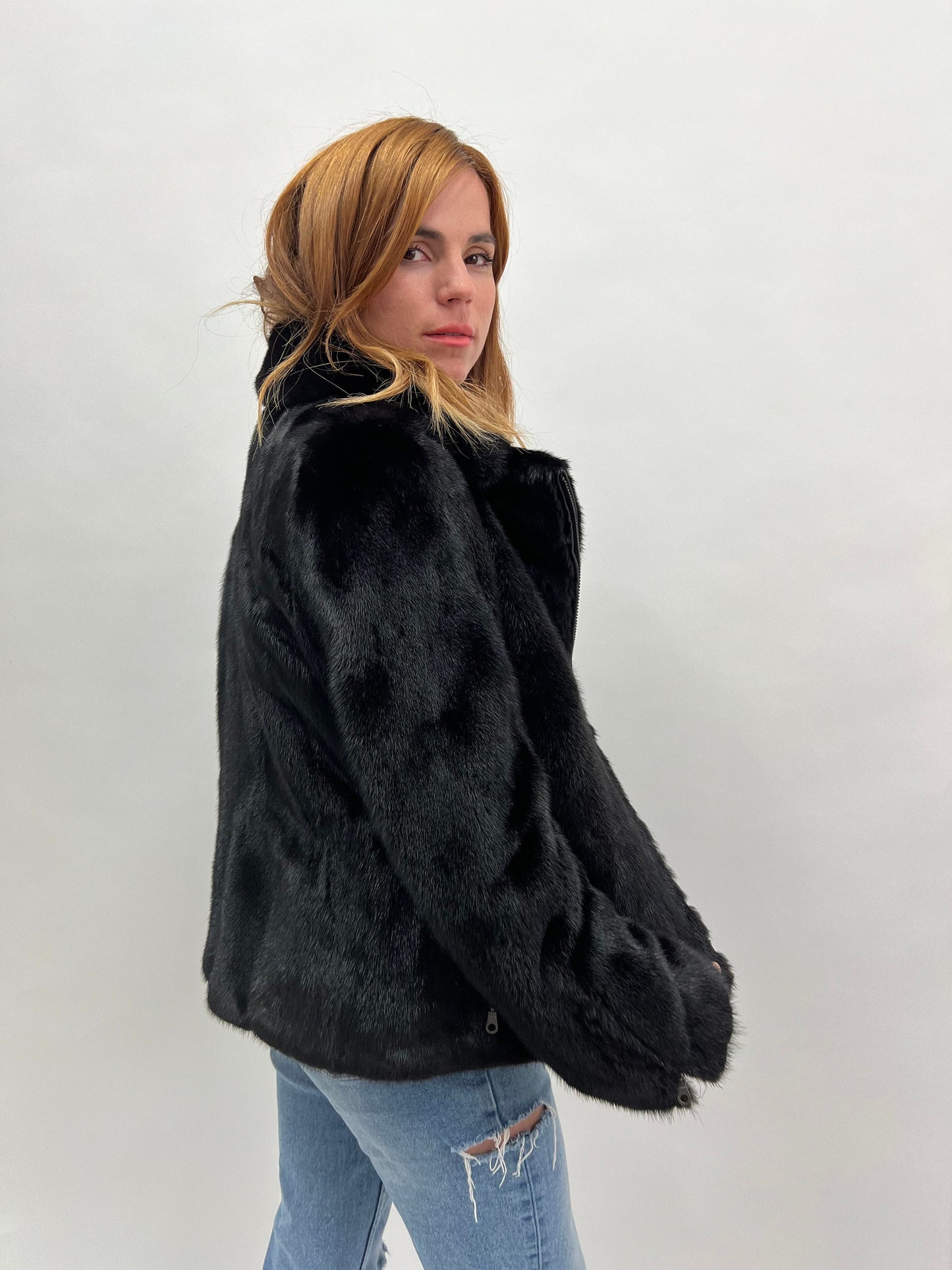 Black Mink Fur Biker Jacket: Silver Hardware, Luxury Women's Gift