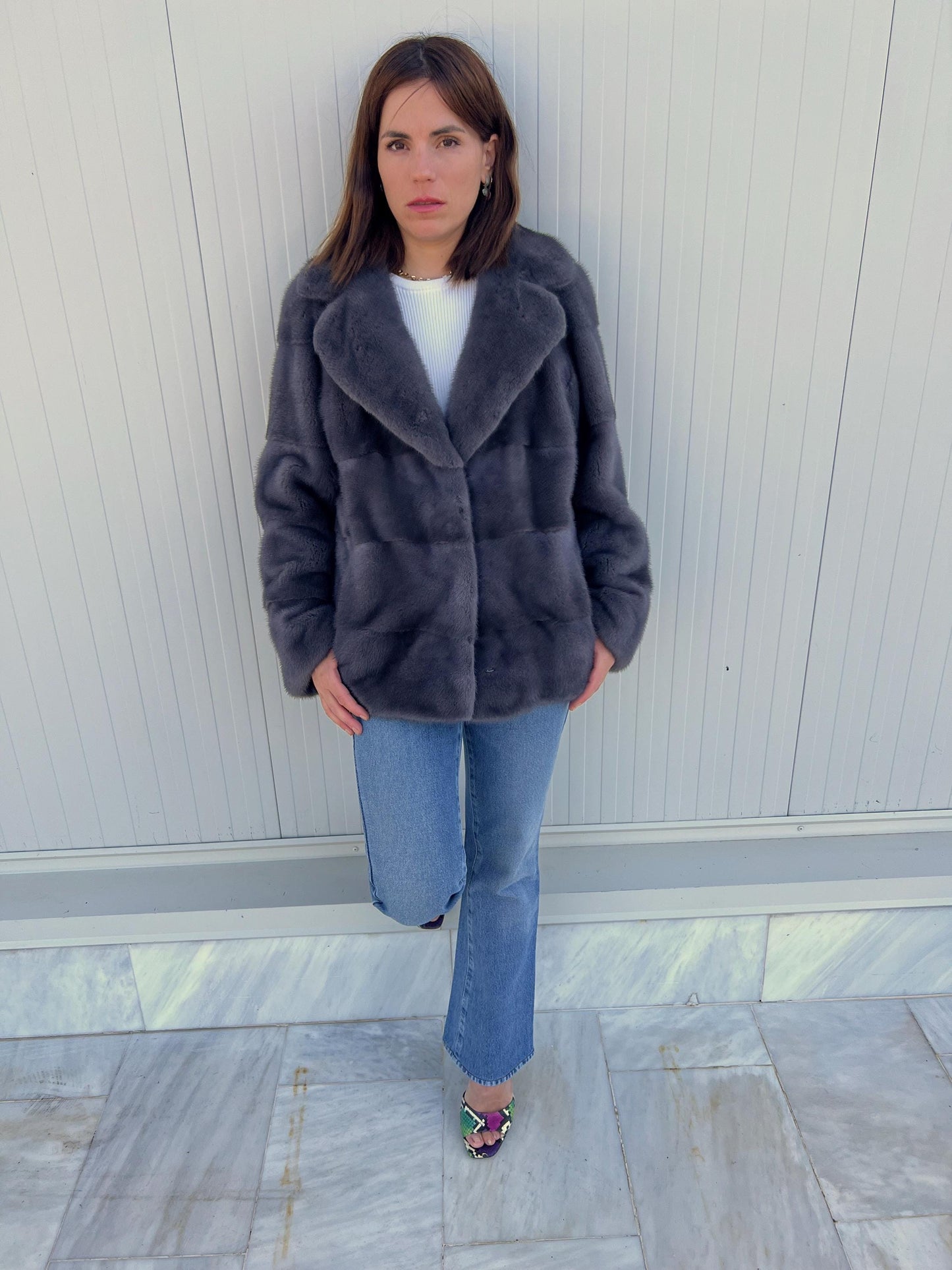 Gray-Blue Mink Fur Jacket – Saga Pelts, Notch Collar