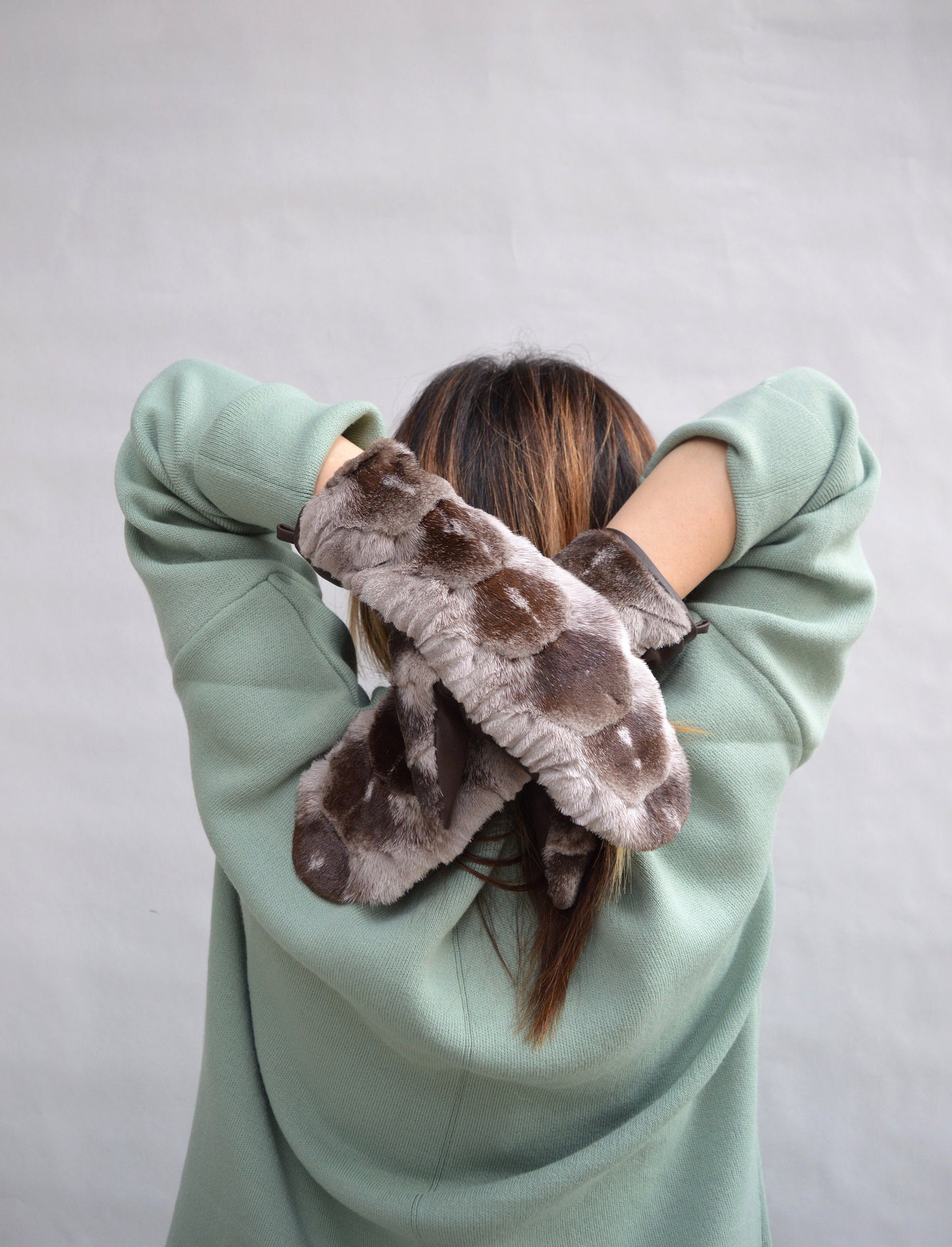 Sheared Mink Fur Mittens: Nappa Leather, Adjustable String