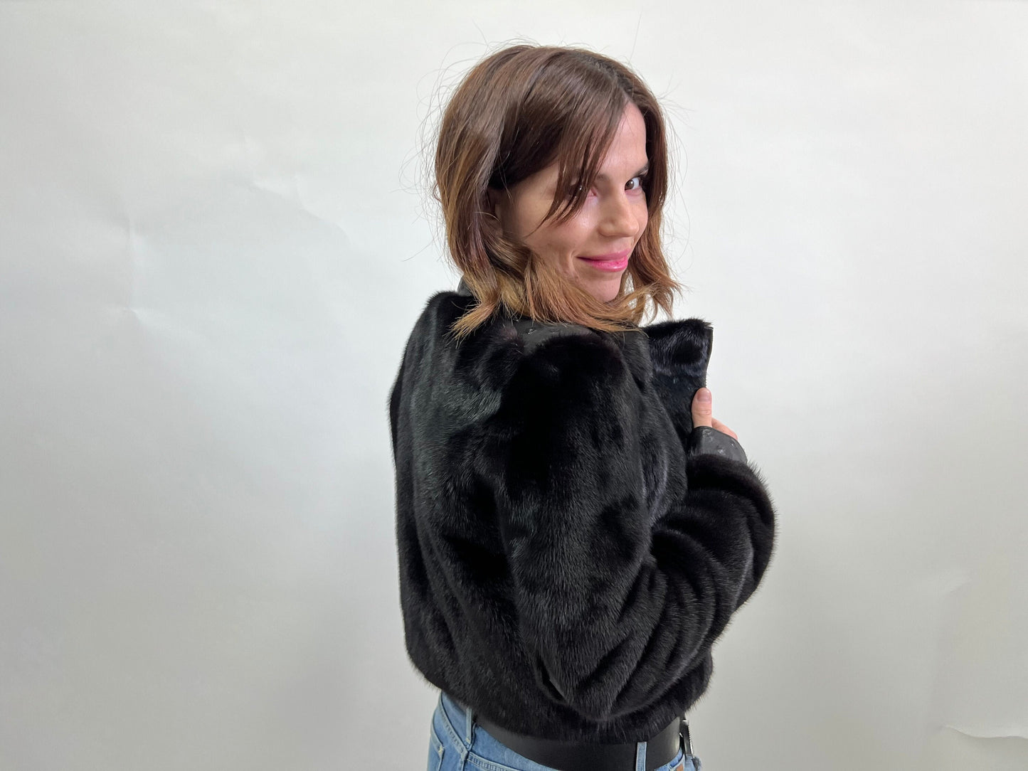 Mink Fur Biker Jacket: Black Leather Detail, Copenhagen Fur