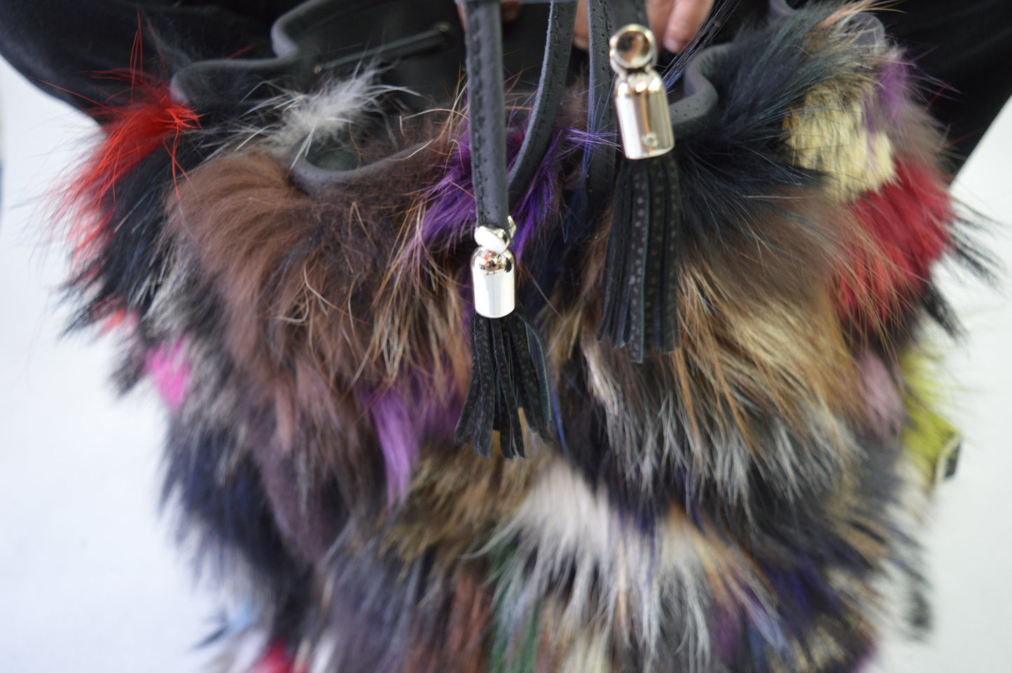 Real Fox Fur Leather Backpack: Handmade Rucksack Laptop Bag
