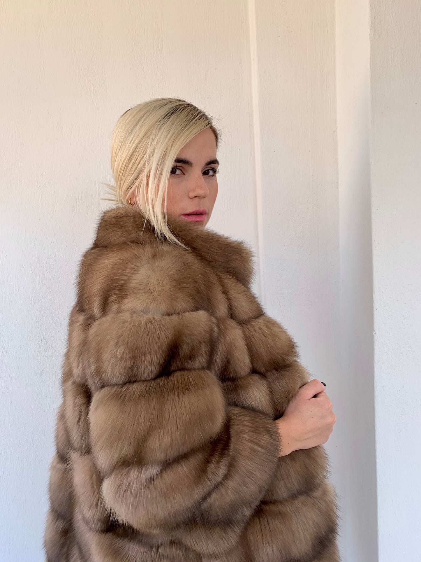 Real Sable Fur Jacket: Tortora Suede Front, Cashmere Lining