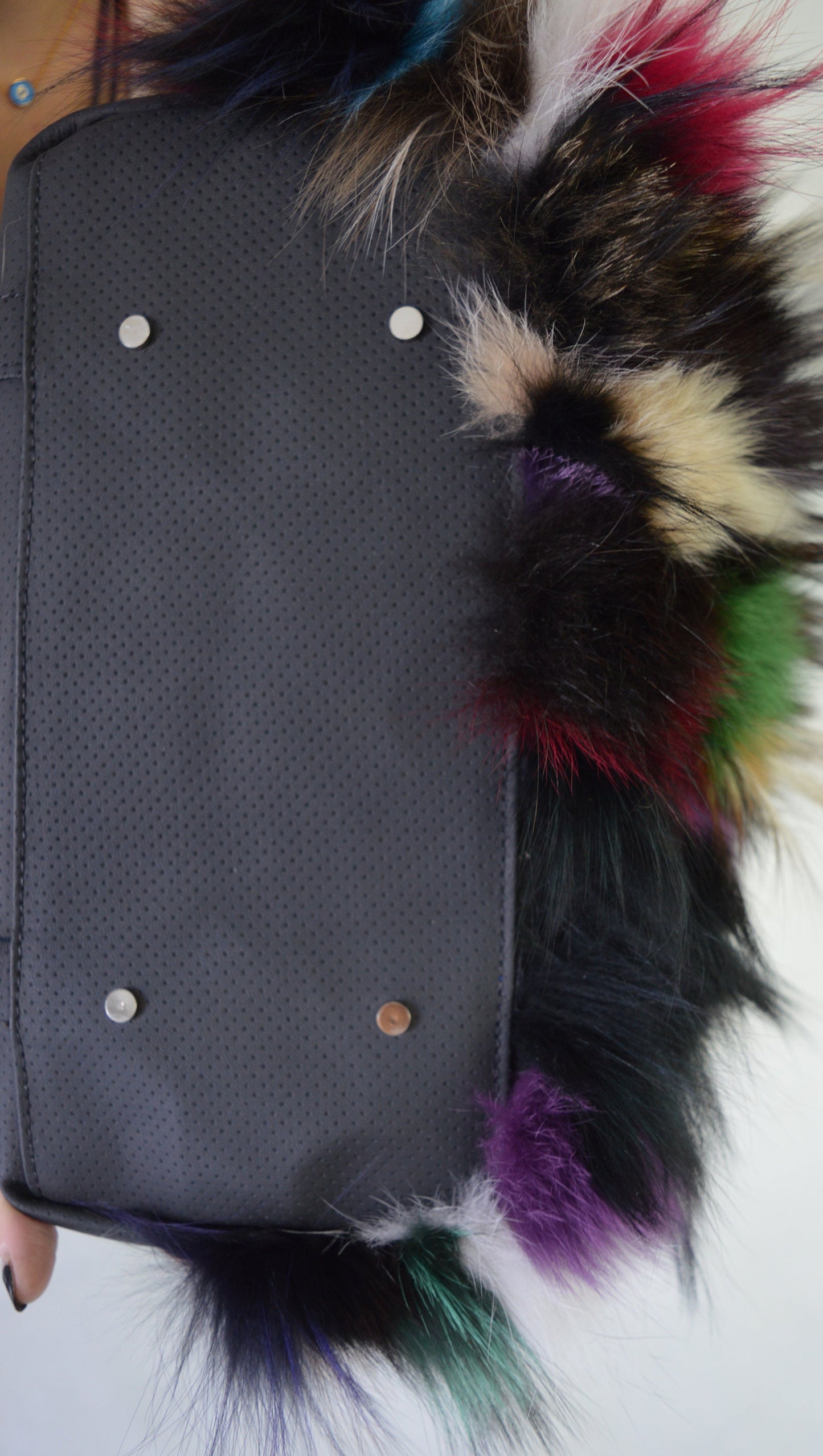 Real Fox Fur Leather Backpack: Handmade Rucksack Laptop Bag