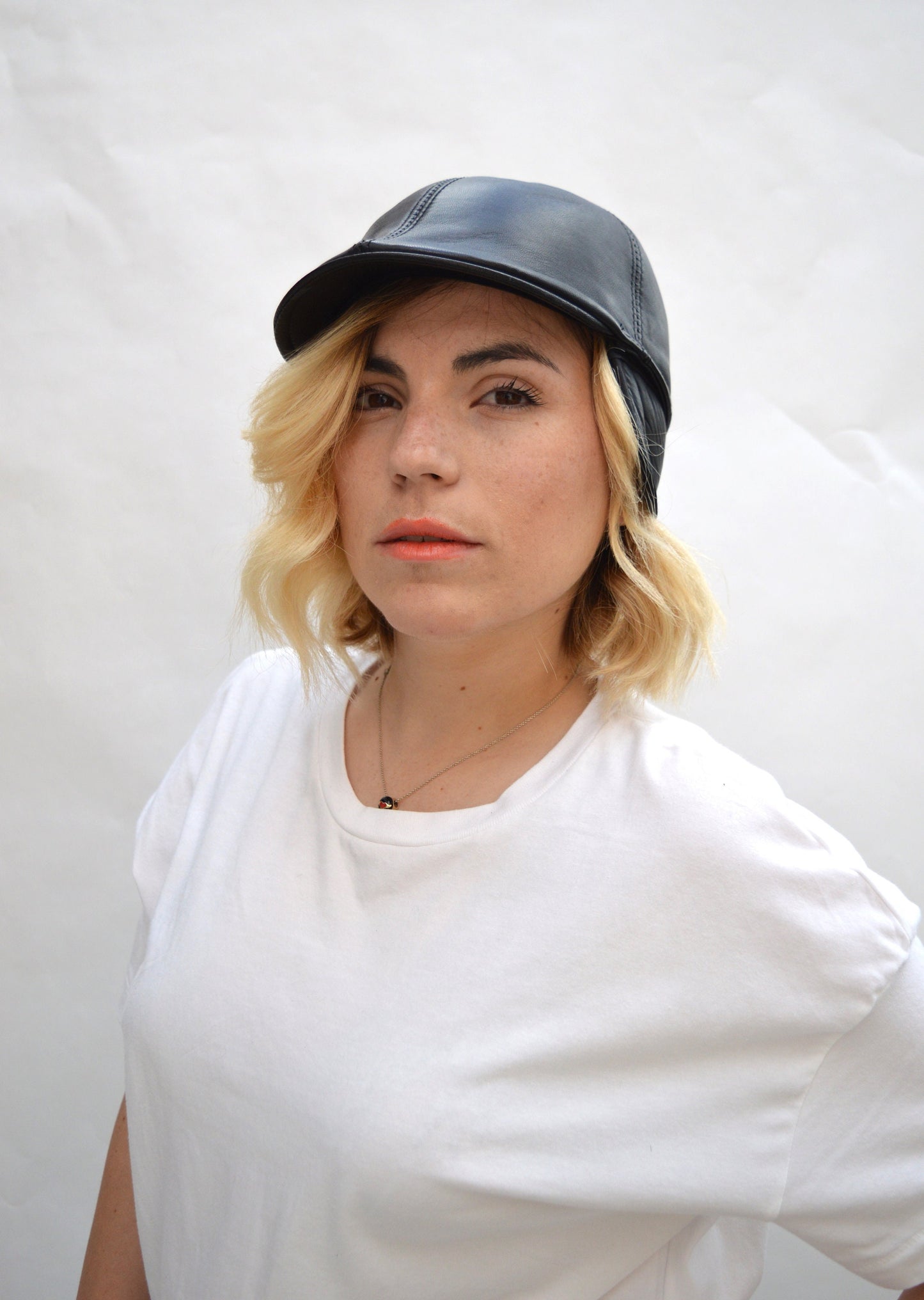 Leather Equestrian Cloche Hat: Cowhide Riding Cap with Velour Lining