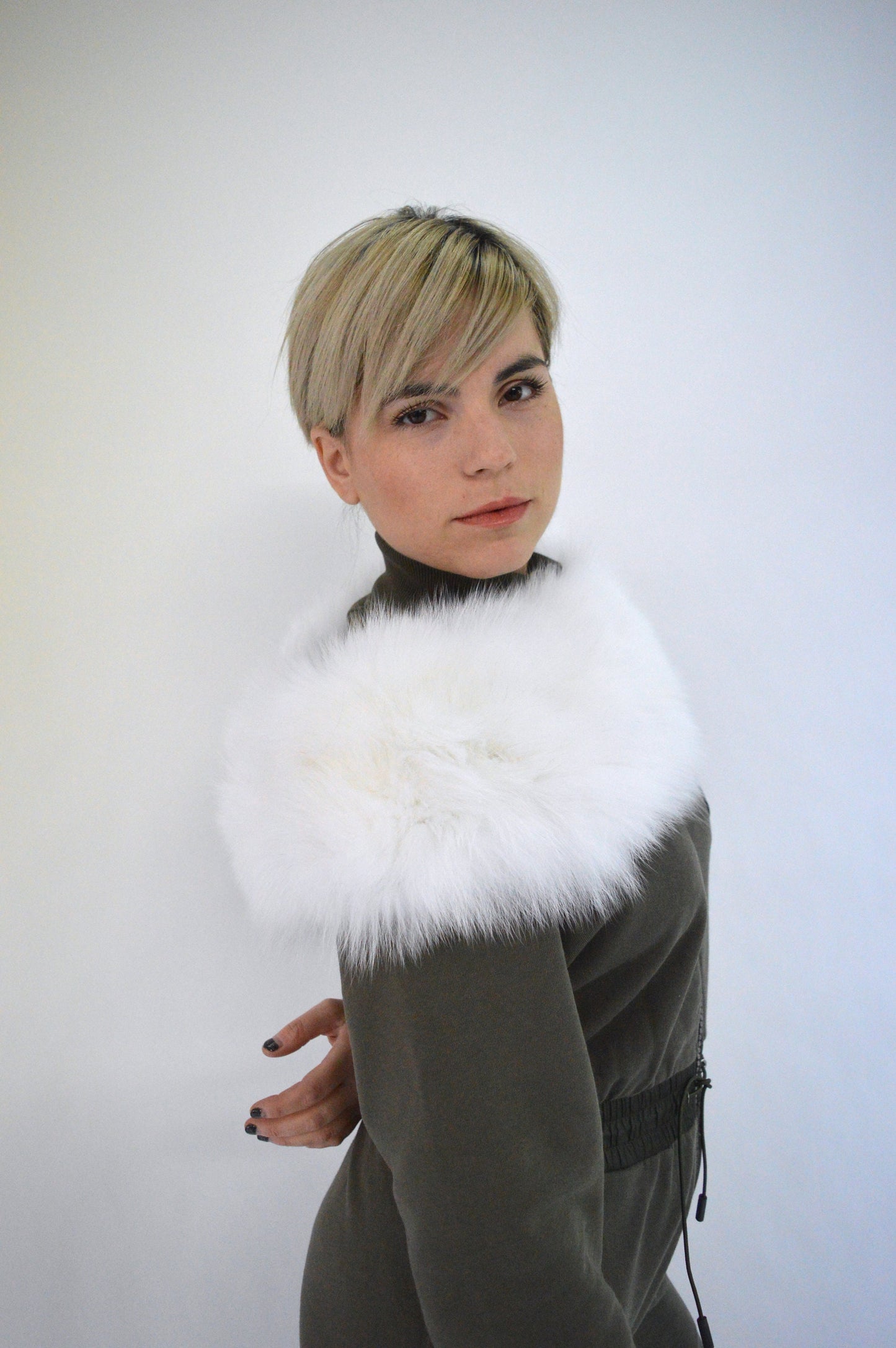 Real White Fox Fur Collar: Bridal Winter Stole
