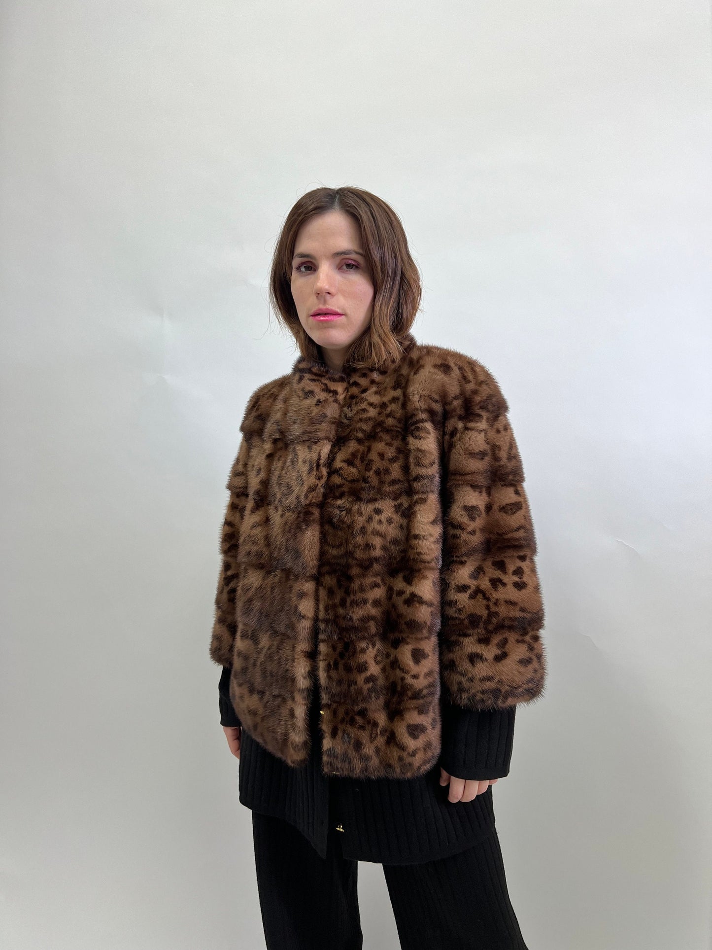 Leopard Print Mink Fur Jacket: Demi Buff, Saga Chic Style