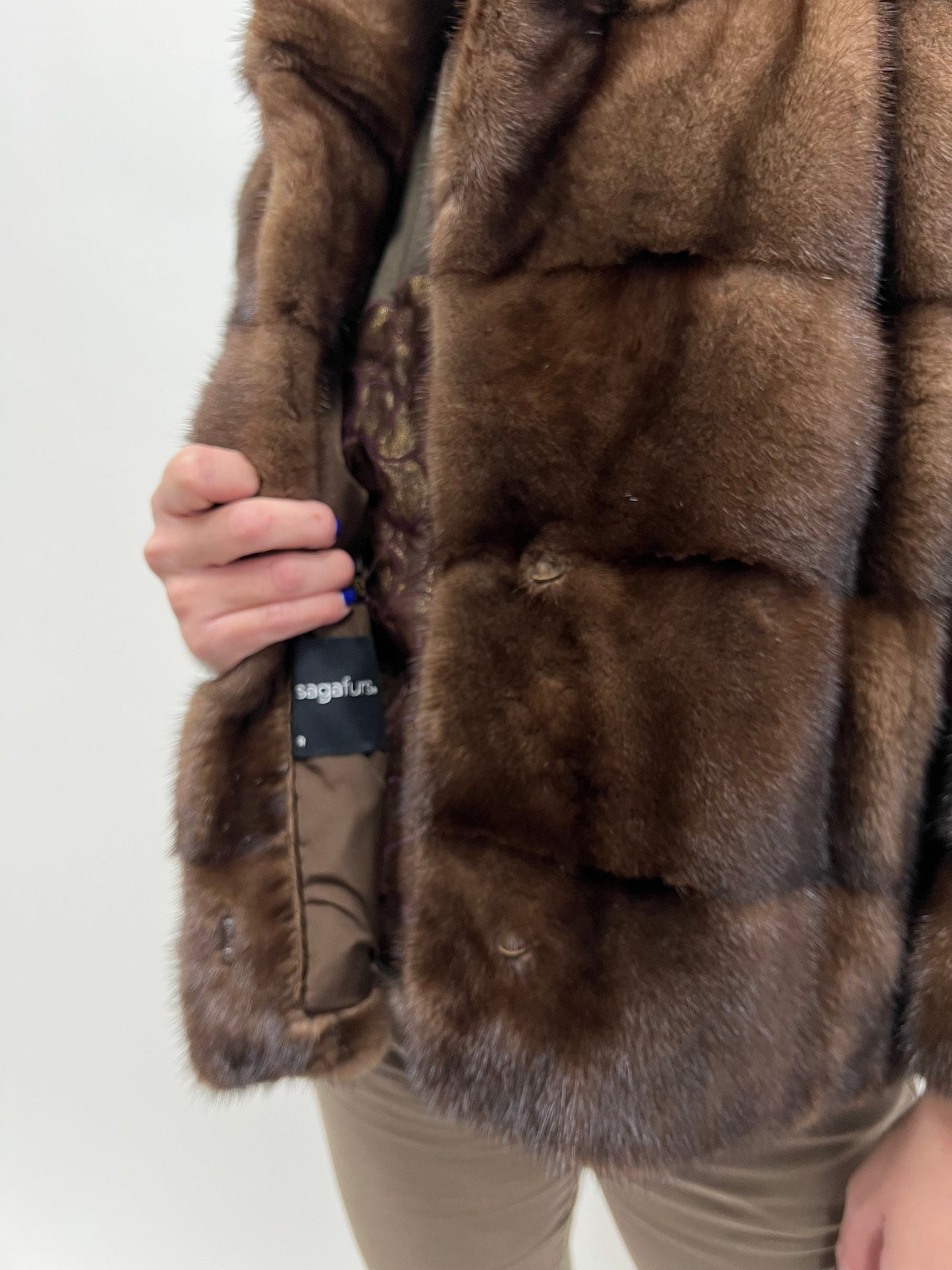 Demi Buff Mink Fur Bolero Jacket: Horizontal Collar, Full Skin
