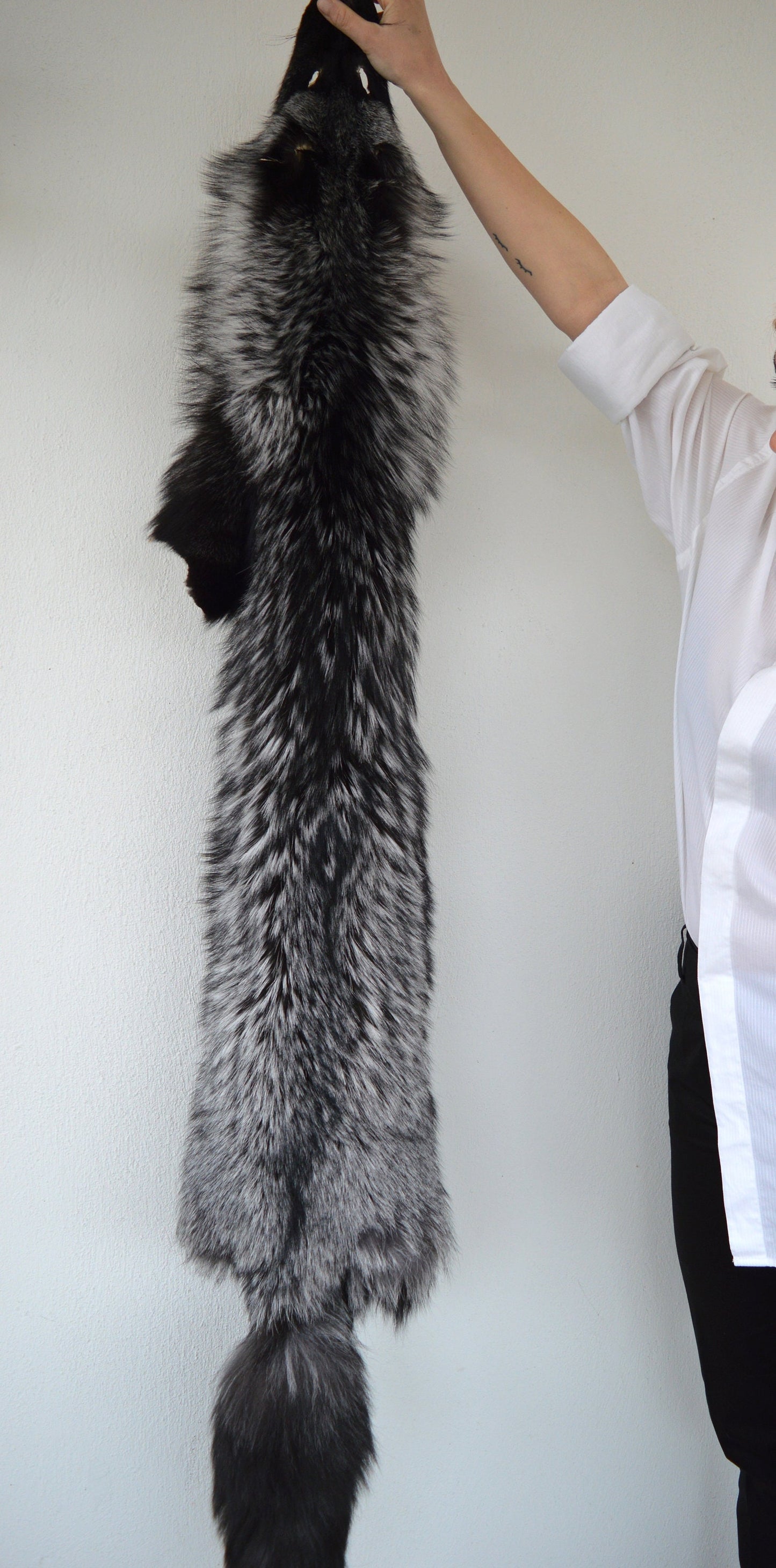 Genuine Silver Fox Fur Pelt: Luxury DIY Craft Material fox skin, Saga assured.