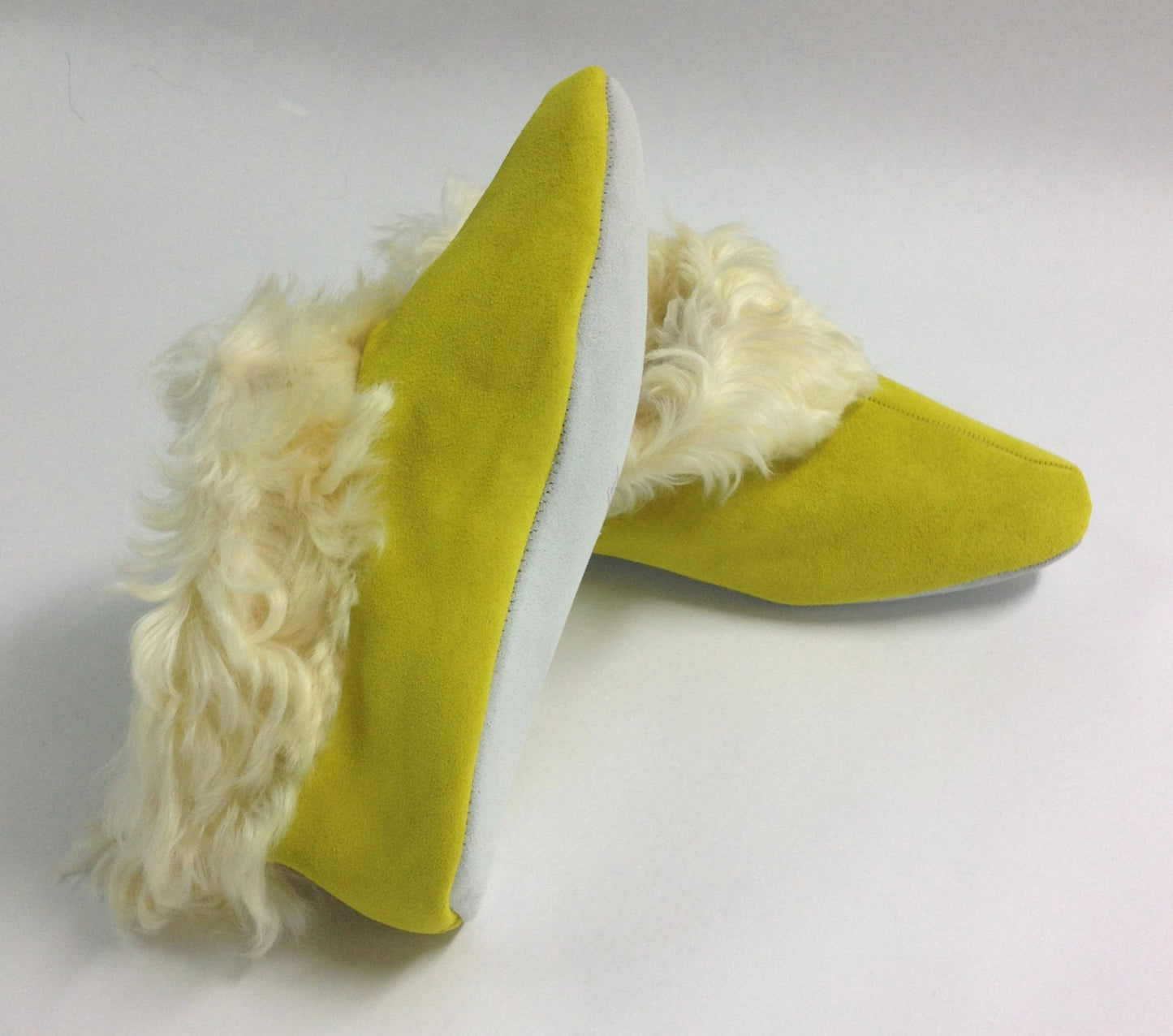 Genuine Shearling Slippers: Suede Leather & Toscana Fur Trim