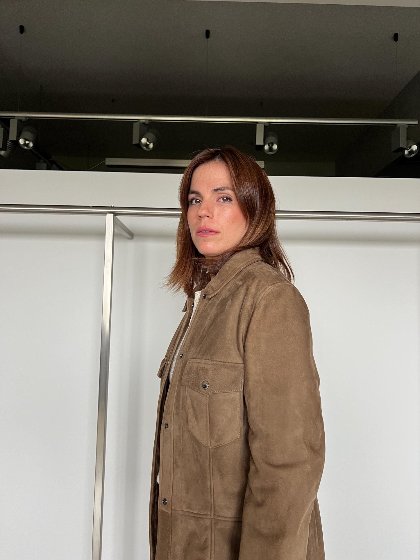 Mocca Suede Leather Over Shirt: Warm Velour Hide, Handmade in Greece.