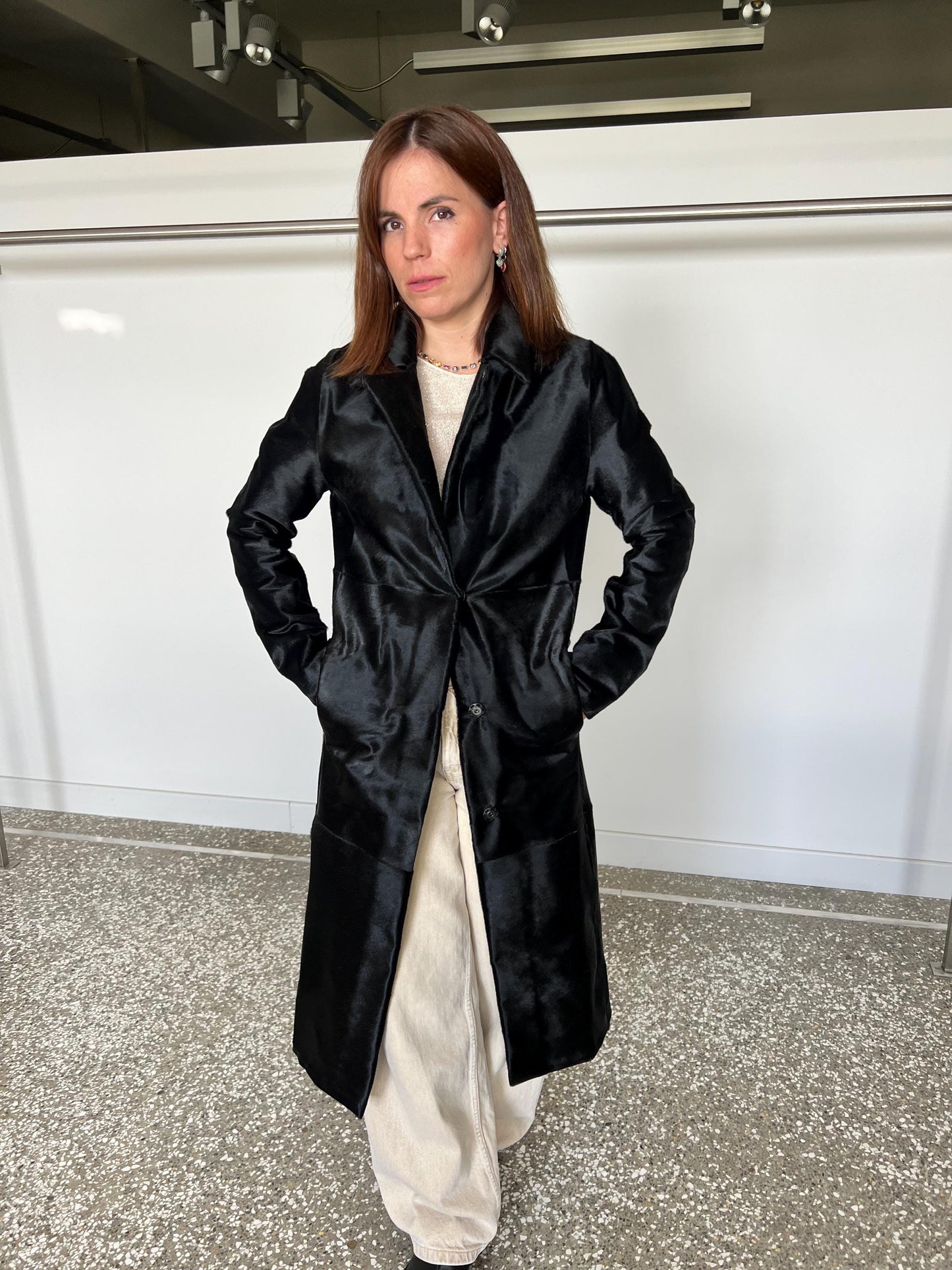 Handmade Hair-On Calf Leather Coat - Slim Fit Transitional Jacket