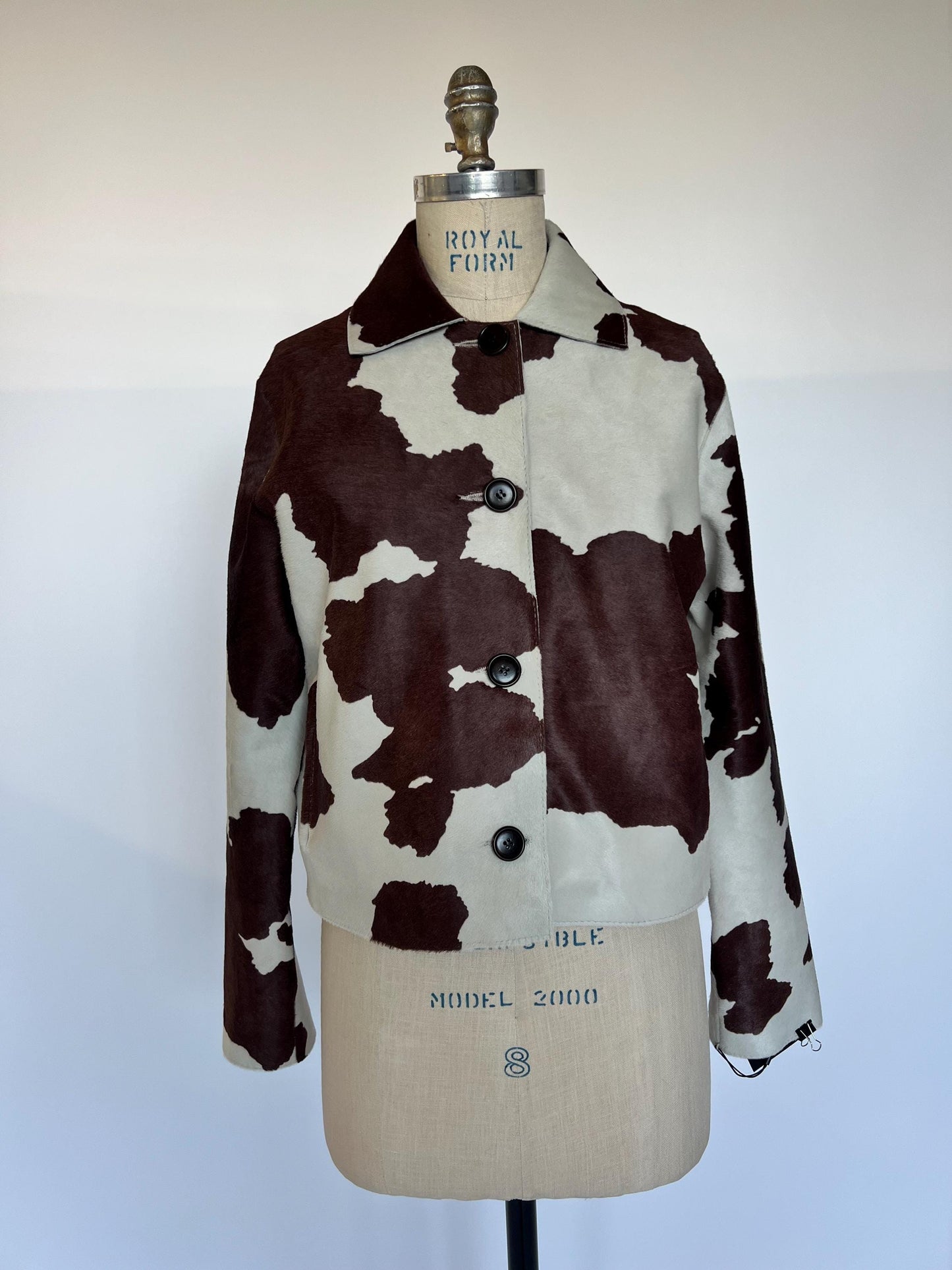 Hair-On Cowhide Leather Jacket: Handmade Calf Fur Coat