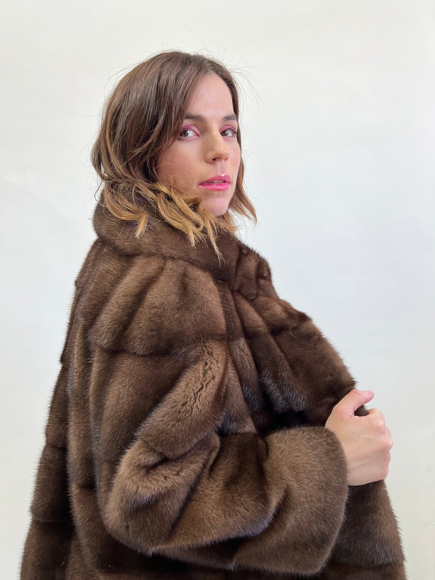 Brown Mink Fur Jacket: Handmade Saga Mink Coat