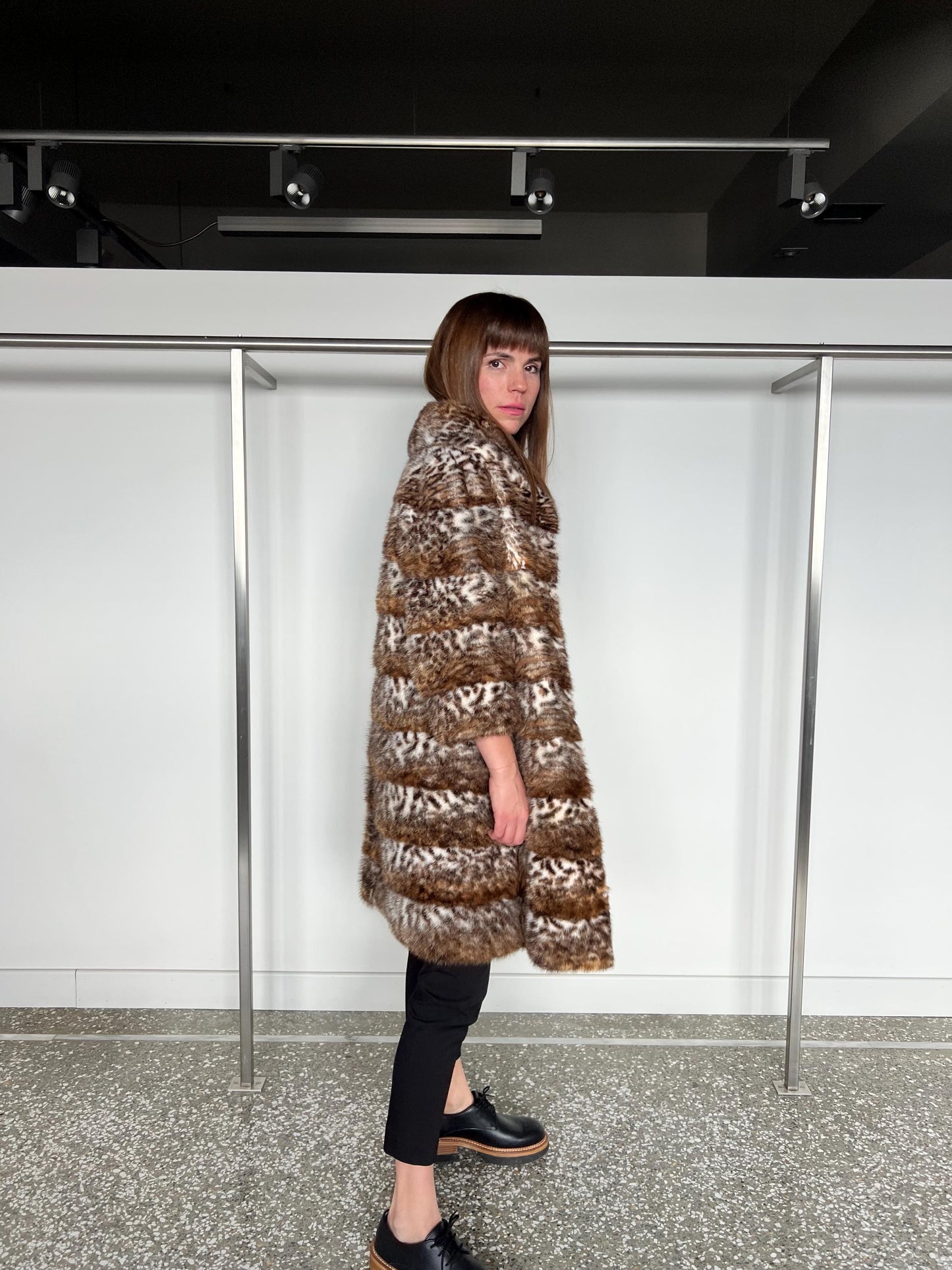 Leopard Print Rabbit Fur Coat: Reversible Dyed Jacket, Medium