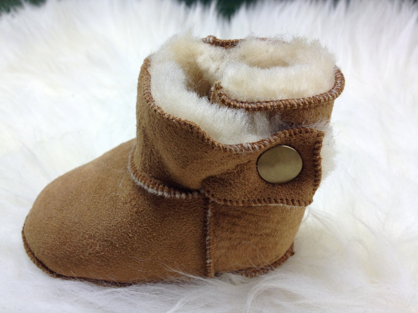 Handmade Shearling Baby Boots: Merino Lambskin Crib Slippers