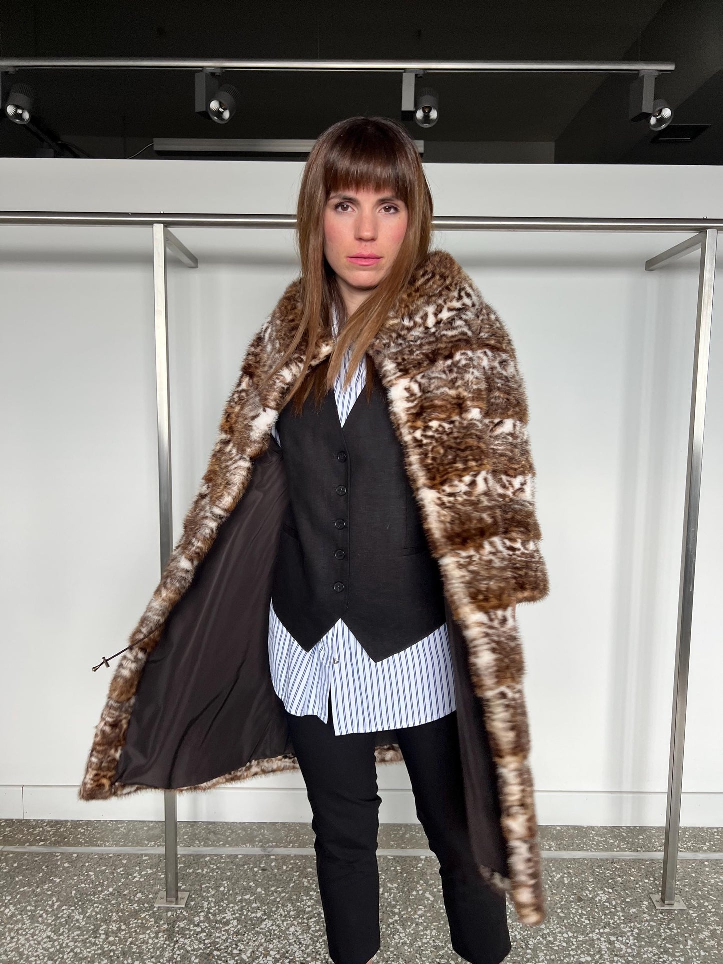 Leopard Print Rabbit Fur Coat: Reversible Dyed Jacket, Medium