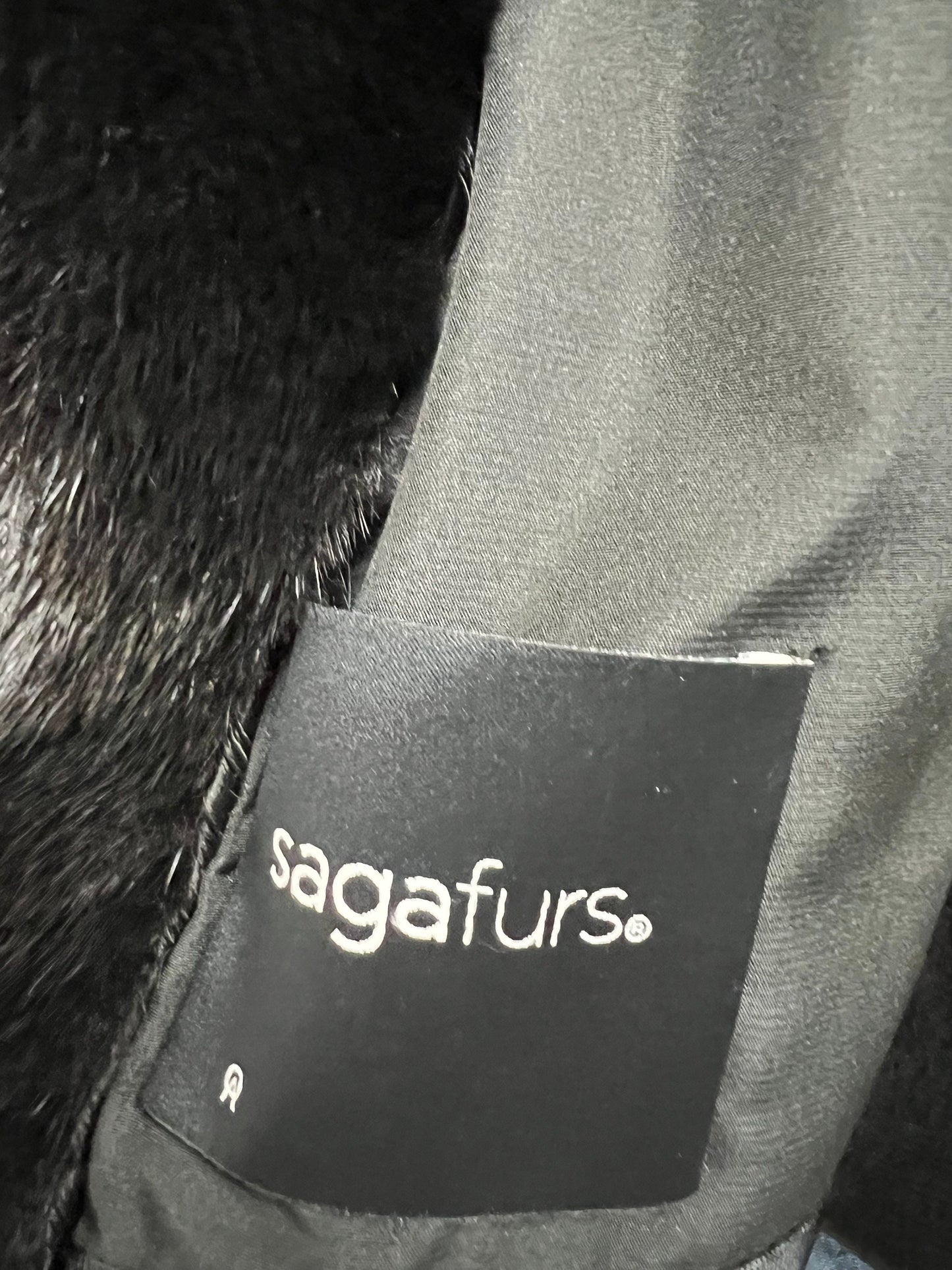 Black Mink Fur Coat, Boxy Jacket with Collar, Size Small