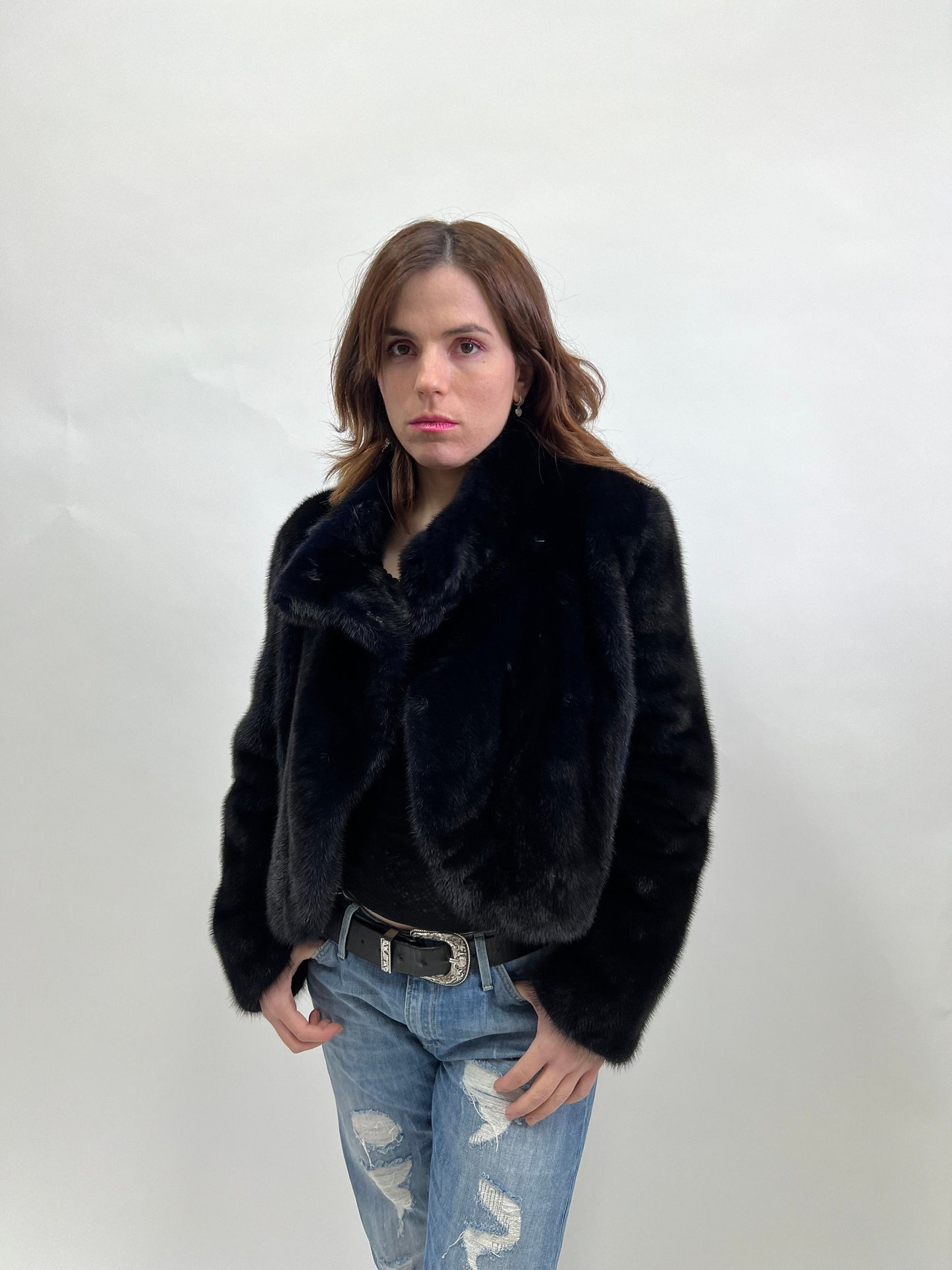 Mink Fur Bolero Jacket: Midnight Blue Copenhagen Fur, Size Small