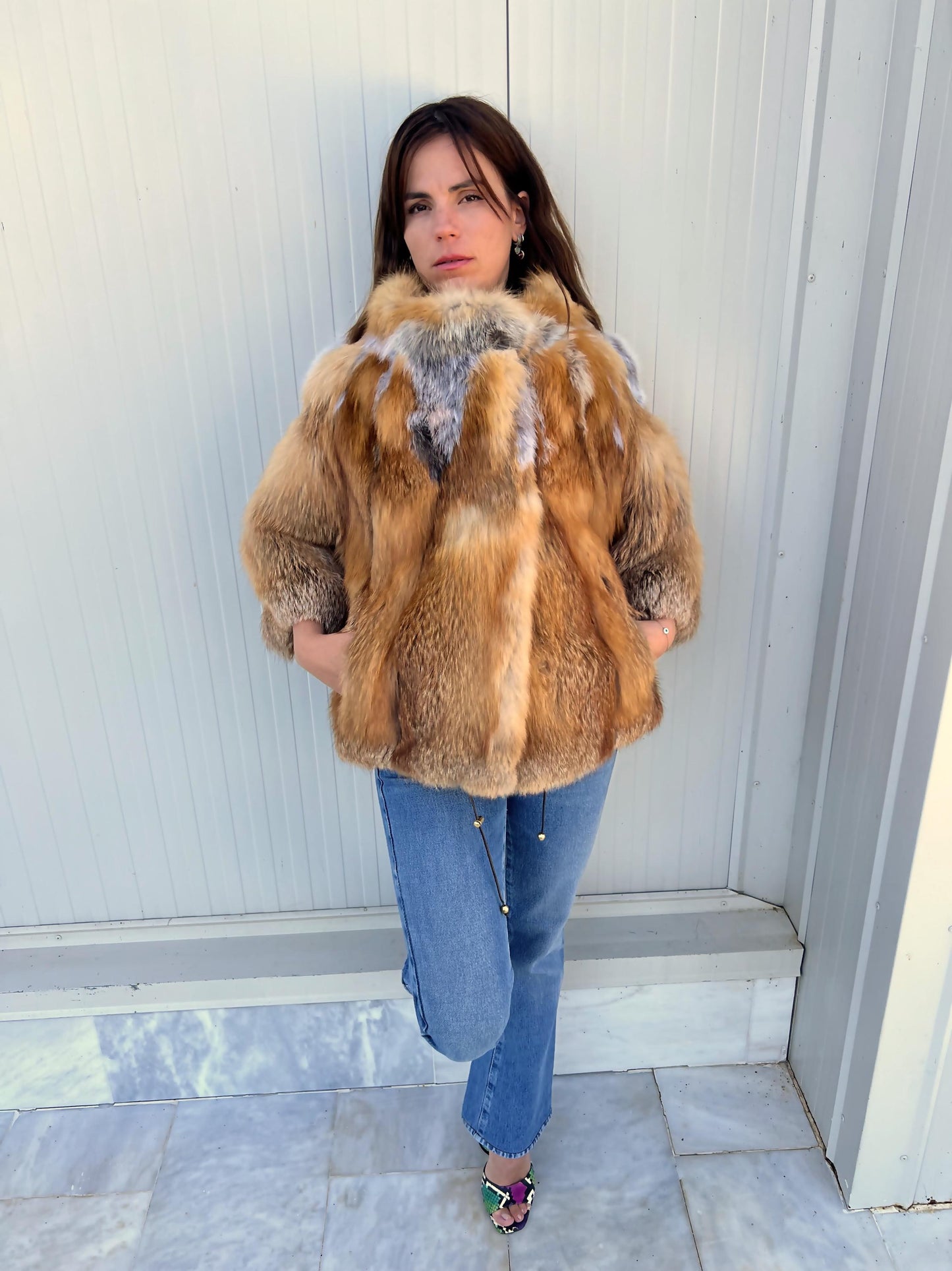 Handmade Red Fox Fur Jacket: Soft, Lightweight, with Collar