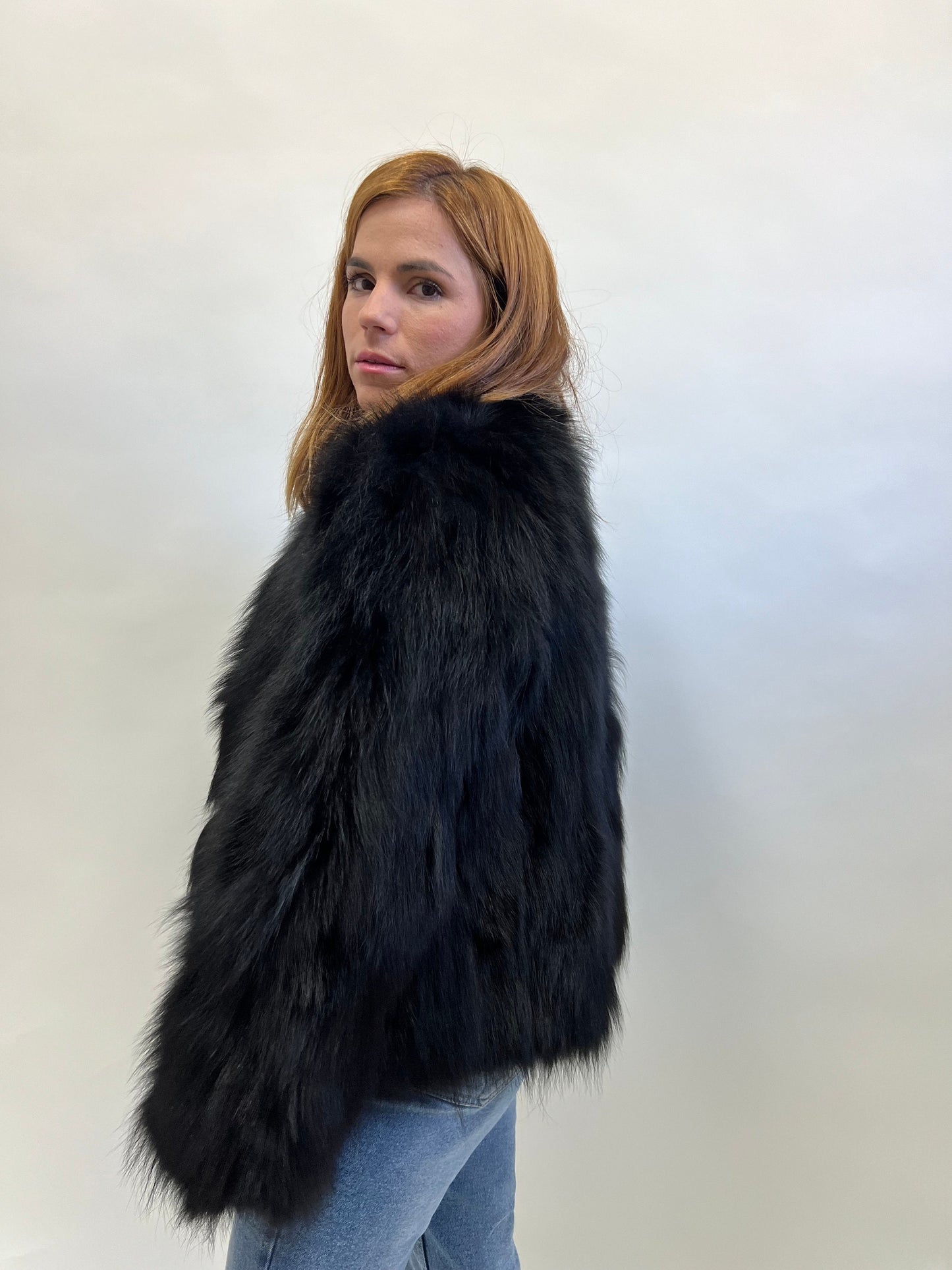 Real Black Fox Fur Jacket: Handmade Winter Coat