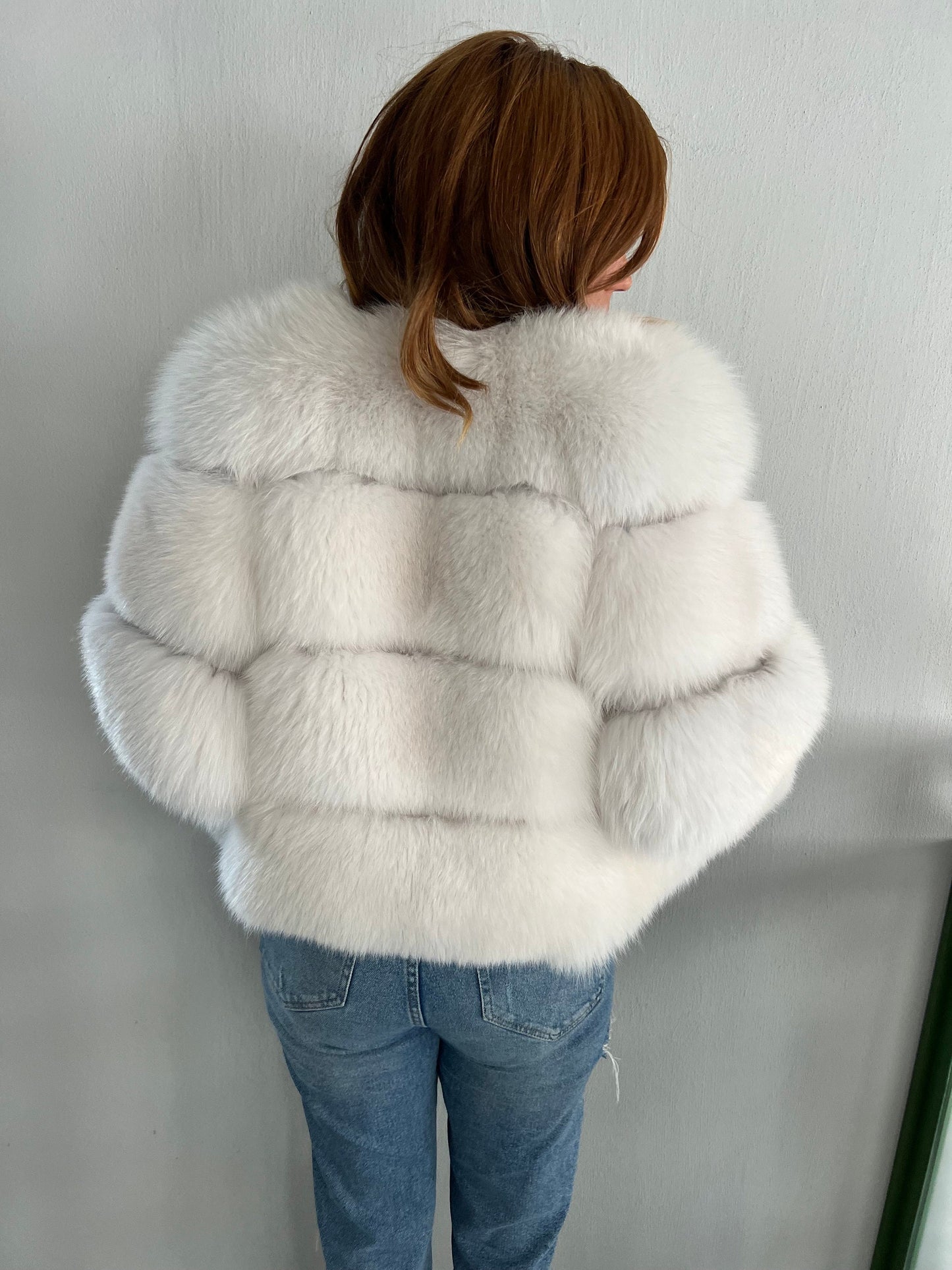Handmade White Fox Fur Bolero Jacket - Bridal Stole size Small