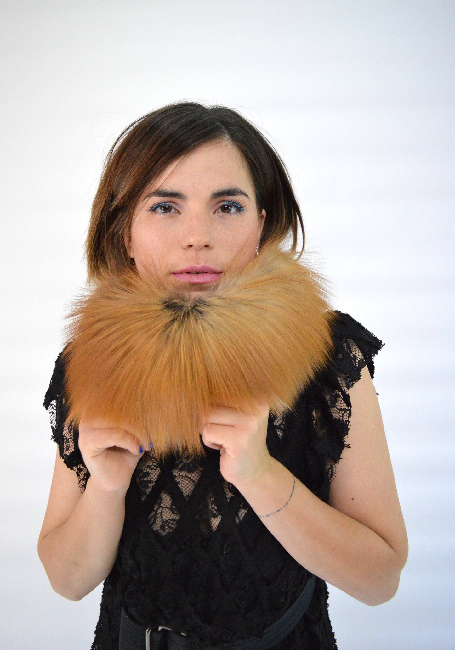 Real Red Fox Fur Headband Collar: Winter Loop Scarf