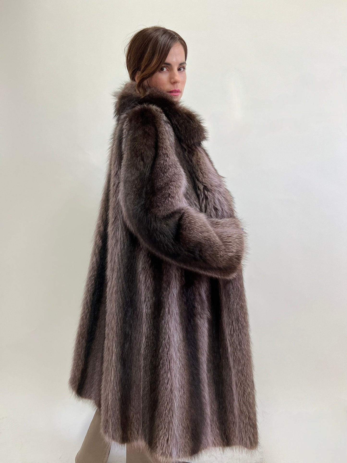 Real Grey Raccoon Fur Coat: Full Length Godet, Plus Size