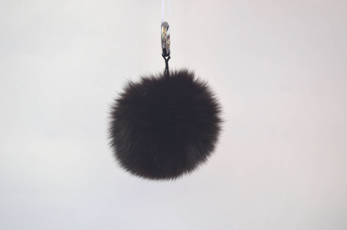 Real Fox Fur Pom Pom, Black Fur Keychain, Bag Charm